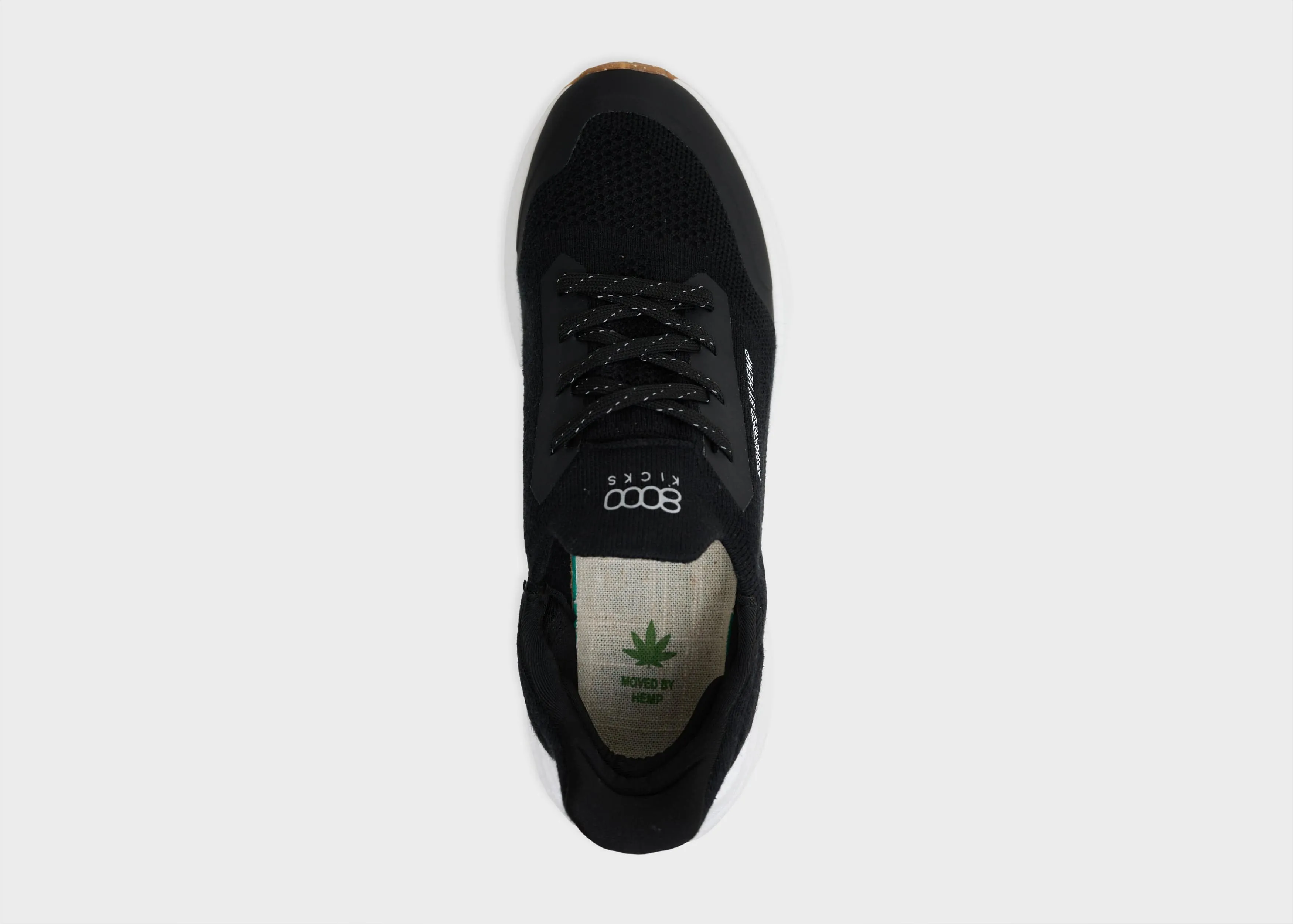 Chaussures de Course pour Hommes en Cuir de Chanvre | Noir & Blanc