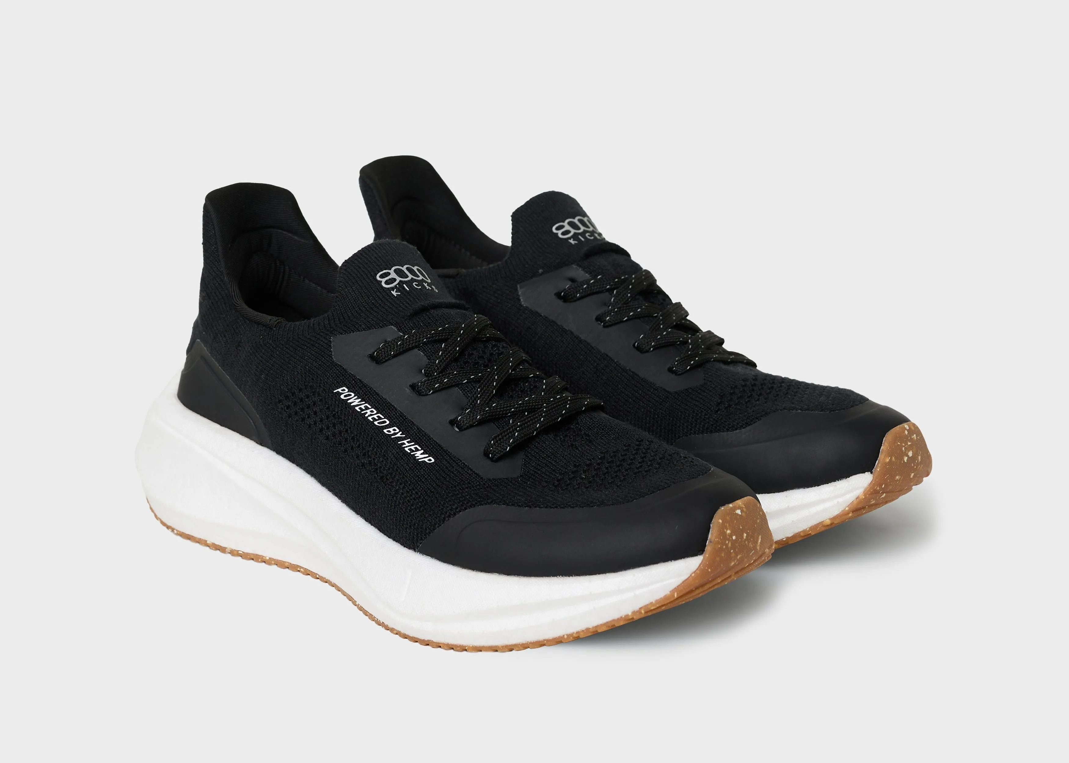 Chaussures de Course pour Hommes en Cuir de Chanvre | Noir & Blanc