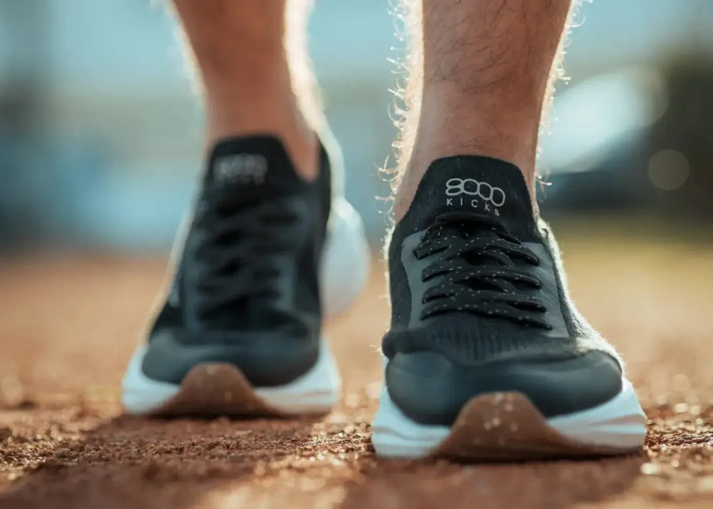 Chaussures de Course pour Hommes en Cuir de Chanvre | Noir & Blanc