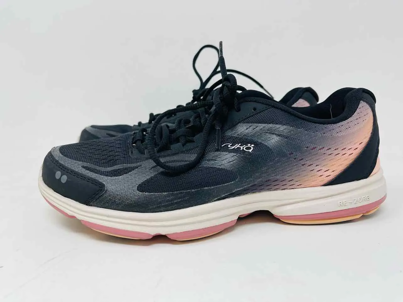 Ryka Taille 8 Noir/Rose/Blanc Chaussures à Lacets en Mesh Sneakers