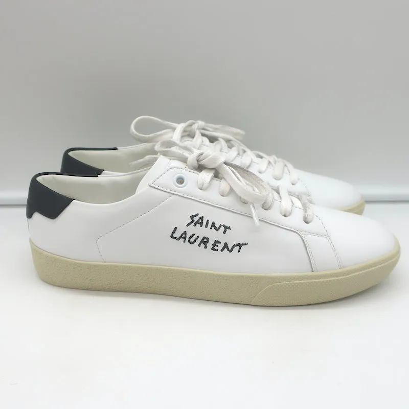 Saint Laurent Court Classic SL/06 Sneakers Basses Brodées Blanc Taille 38 NEUF