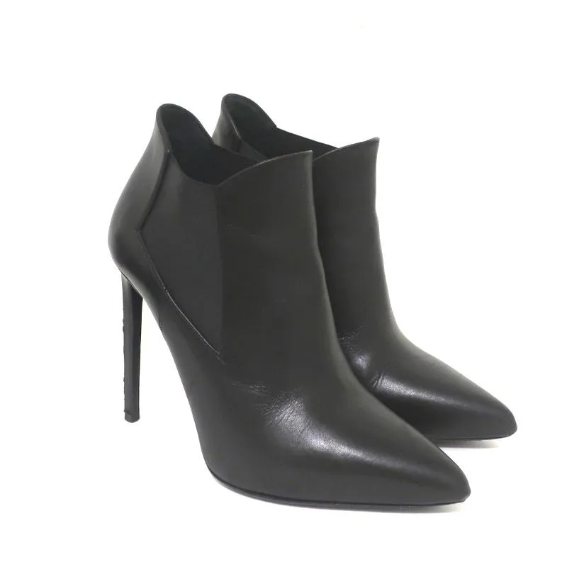 Bottes Chelsea Saint Laurent Paris en cuir noir taille 40.5 à bout pointu