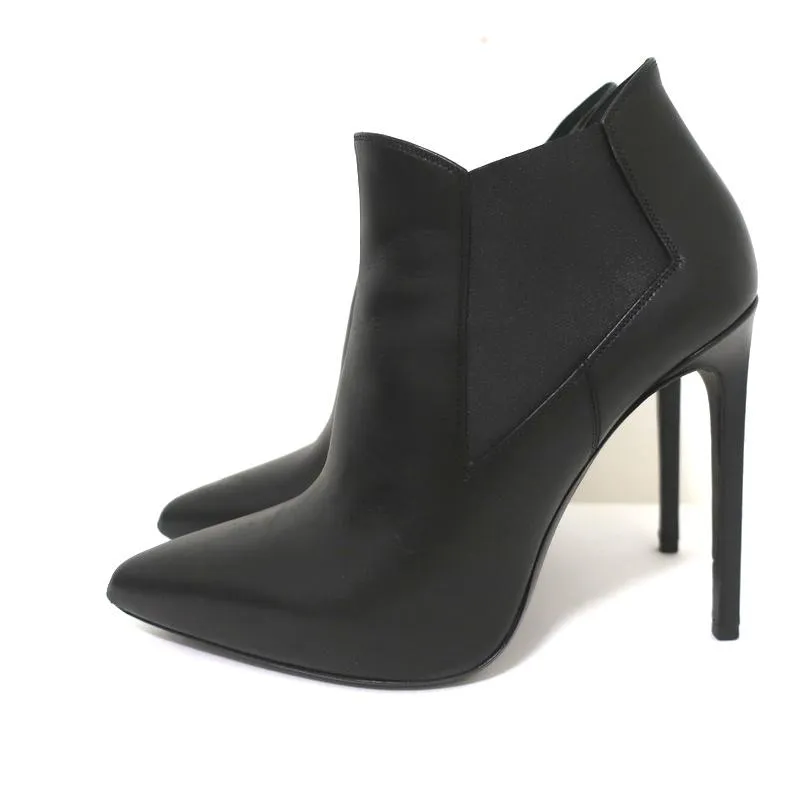 Bottes Chelsea Saint Laurent Paris en cuir noir taille 40.5 à bout pointu