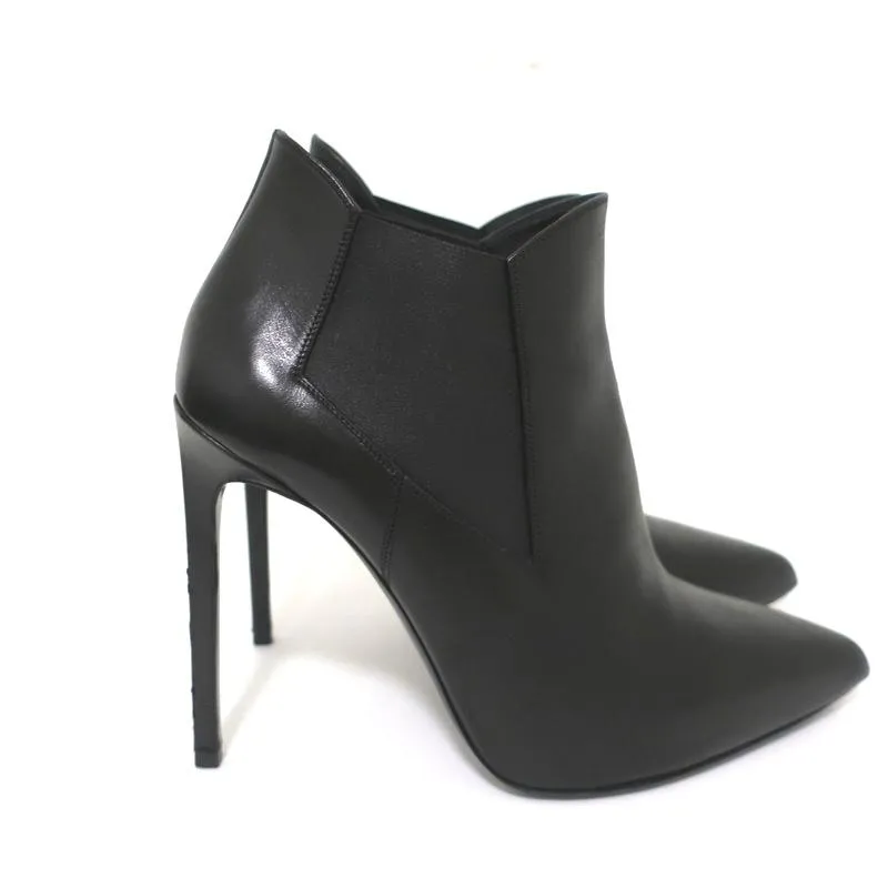 Bottes Chelsea Saint Laurent Paris en cuir noir taille 40.5 à bout pointu