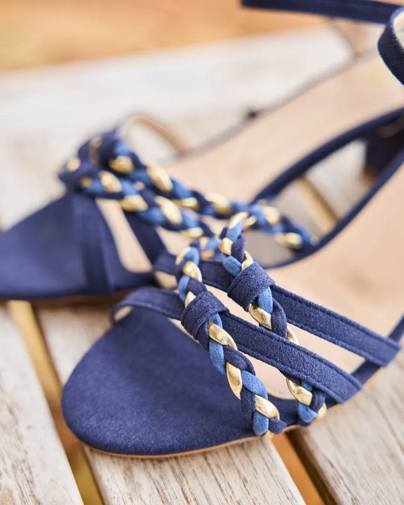 Sandales à talons en similicuir vegan recyclé Saleccia | Bleu minuit