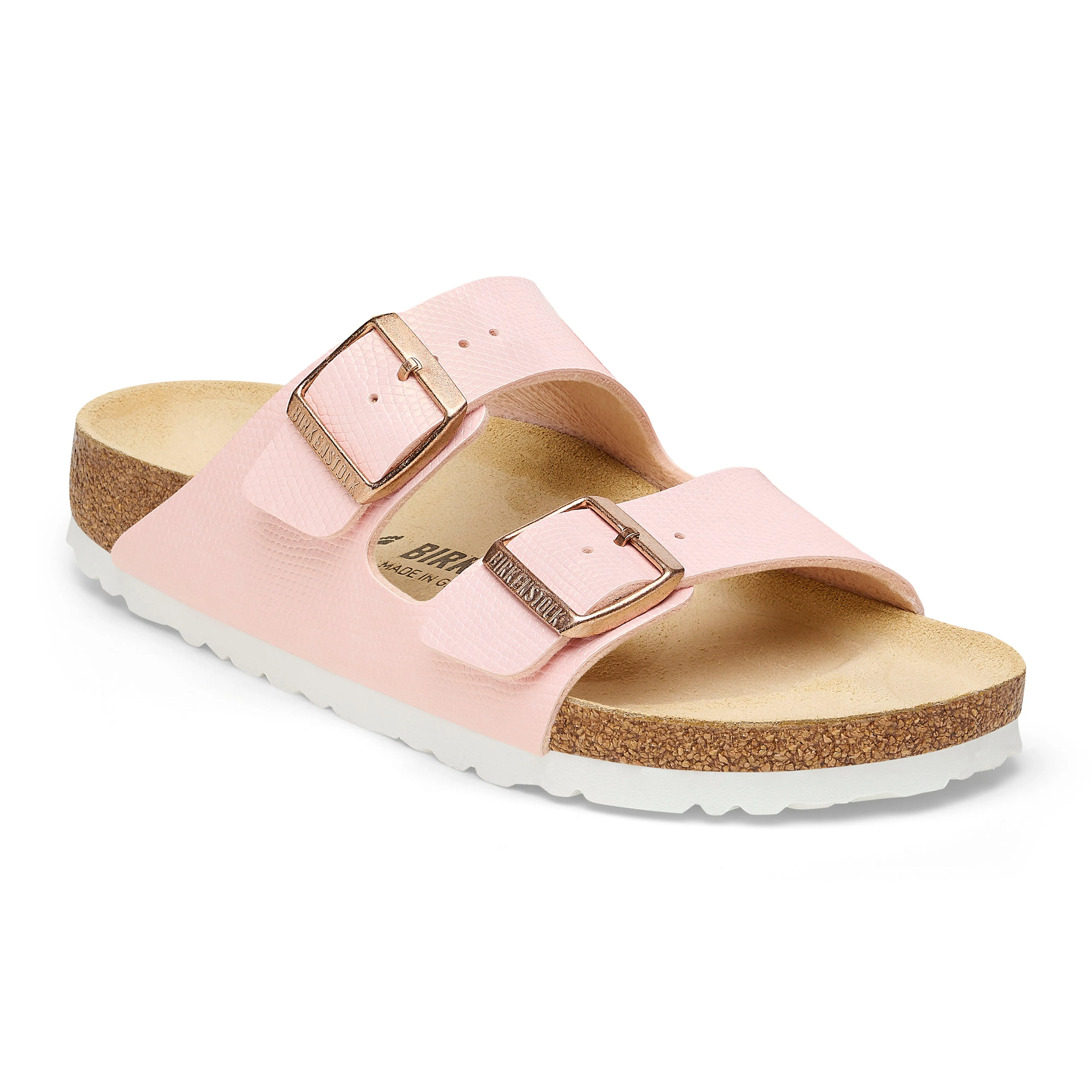 Chaussures_Birkenstock Arizona BF Lizard Brillant Rose Clair