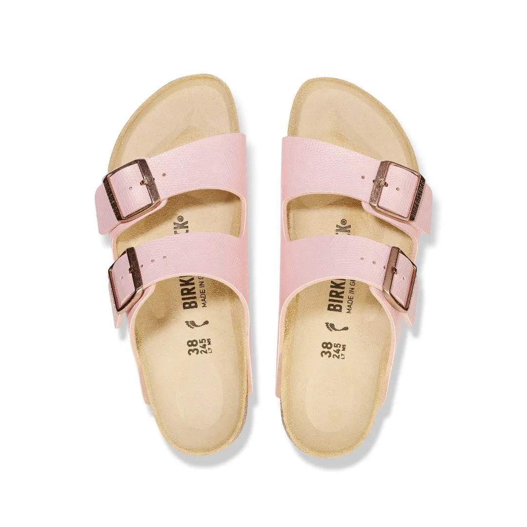 Chaussures_Birkenstock Arizona BF Lizard Brillant Rose Clair