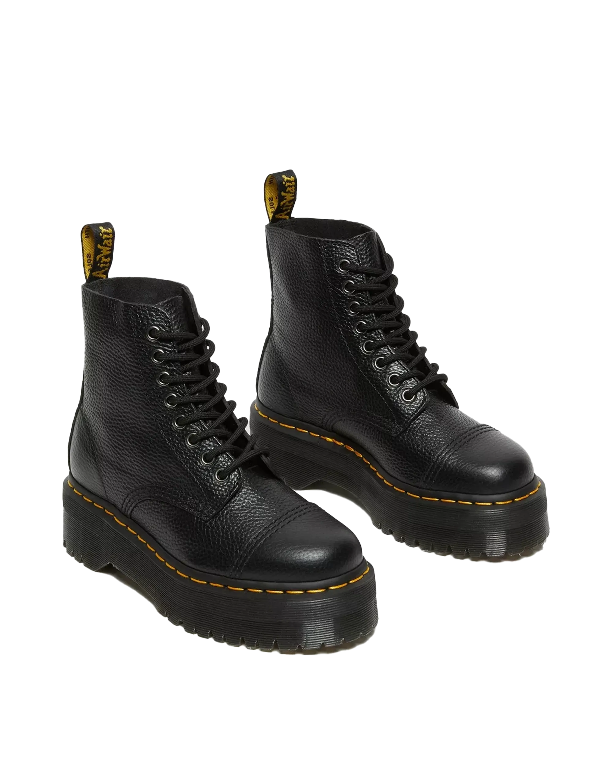 Bottes à plateforme en cuir Nappa fraisé Sinclair en Napa fraisé noir