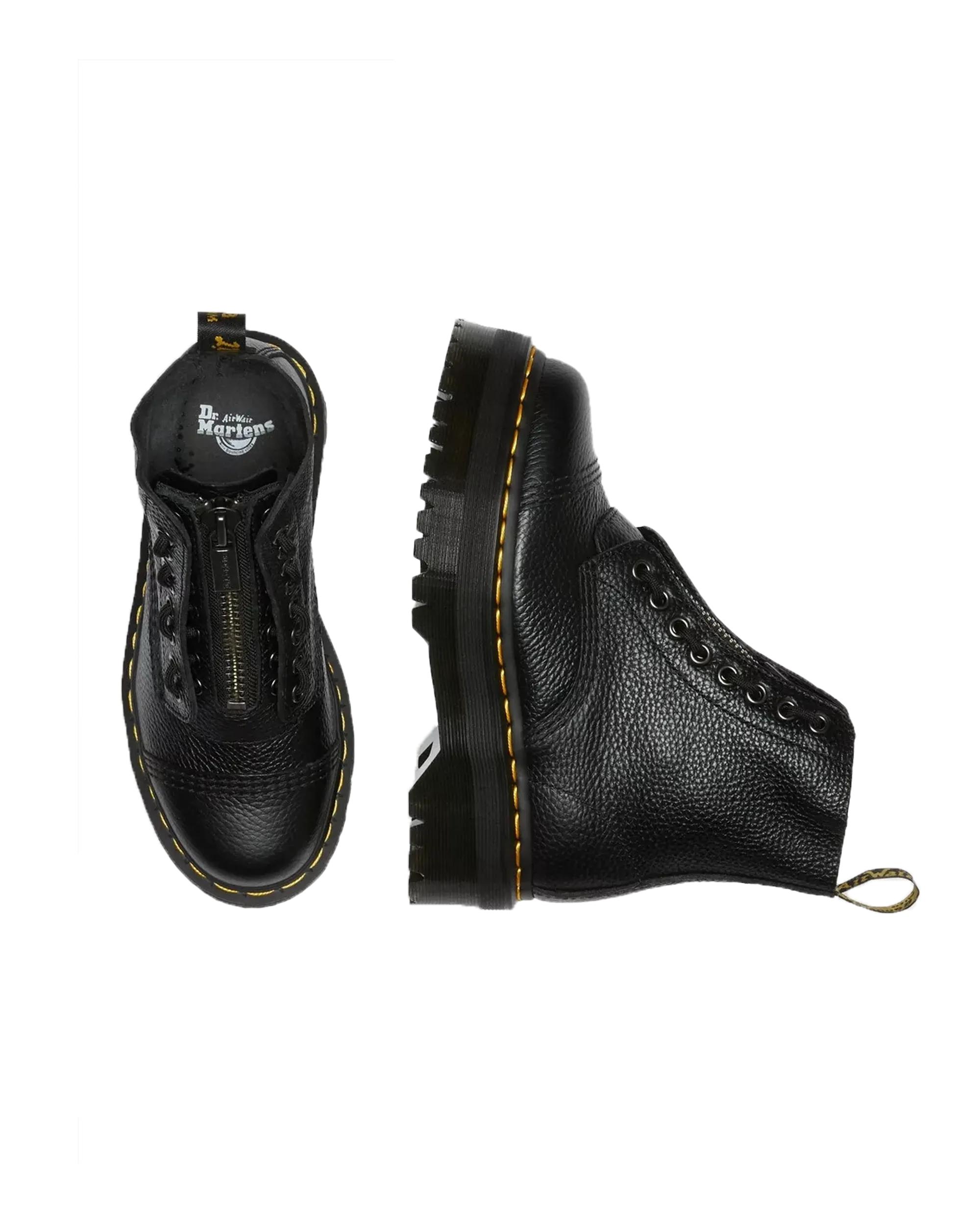 Bottes à plateforme en cuir Nappa fraisé Sinclair en Napa fraisé noir