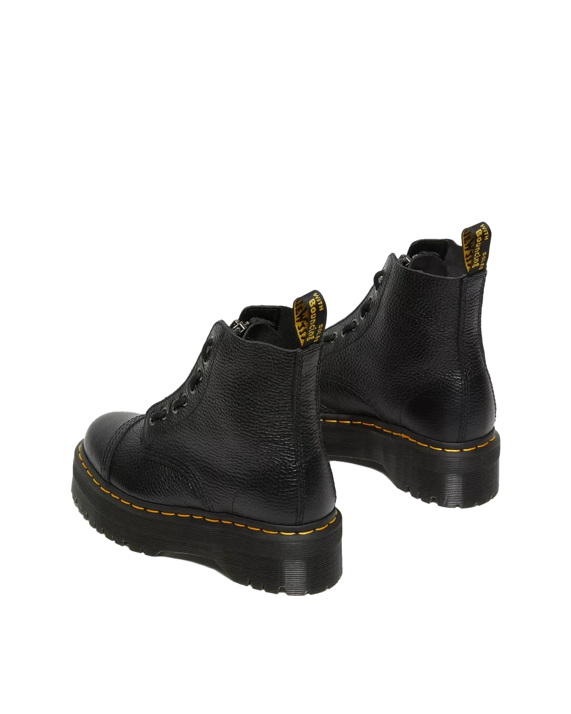 Bottes à plateforme en cuir Nappa fraisé Sinclair en Napa fraisé noir