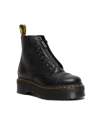 Bottes à plateforme en cuir Nappa fraisé Sinclair en Napa fraisé noir