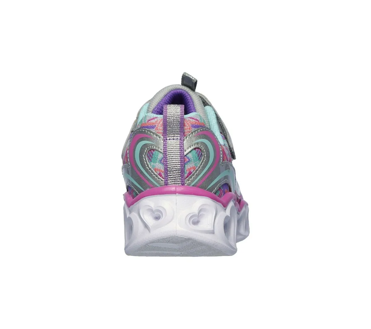 Skechers Fille S Lights : Lumières en forme de cœur argentées