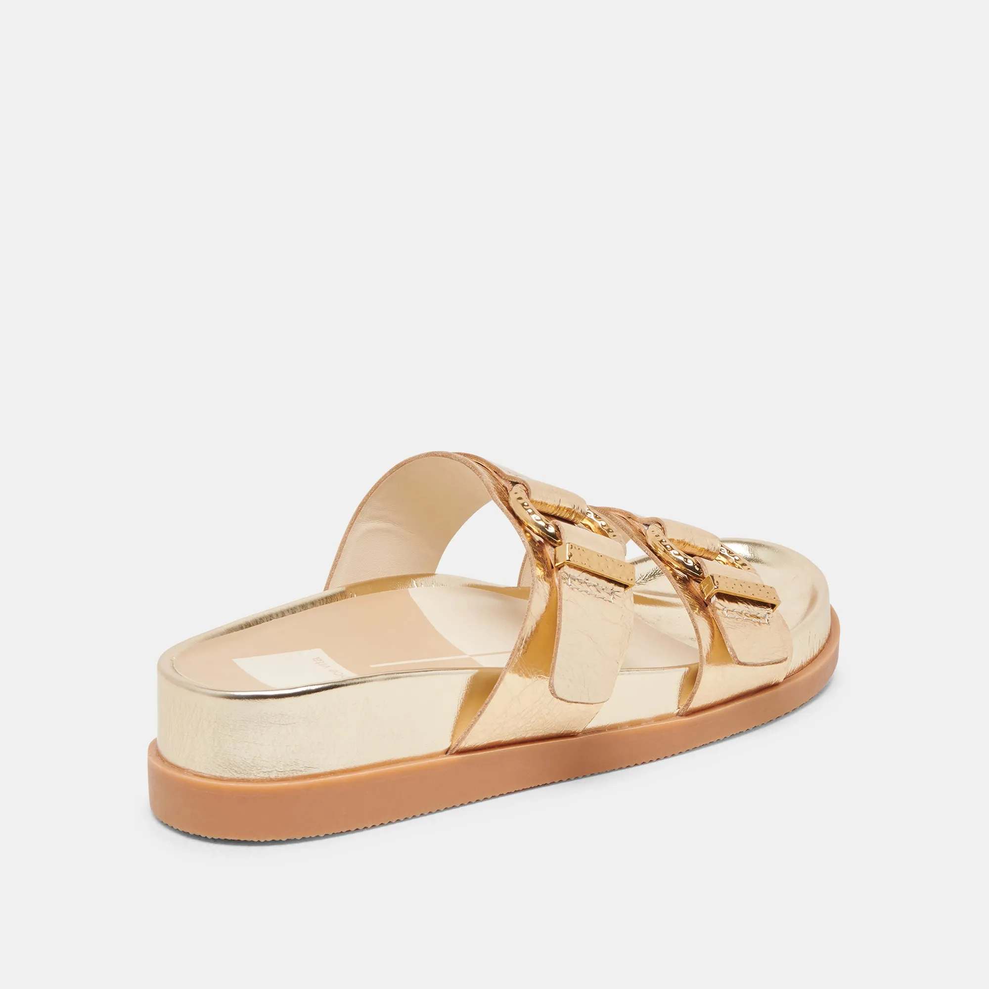 SANDALES SOYA EN CUIR VIEILLI DORÉ