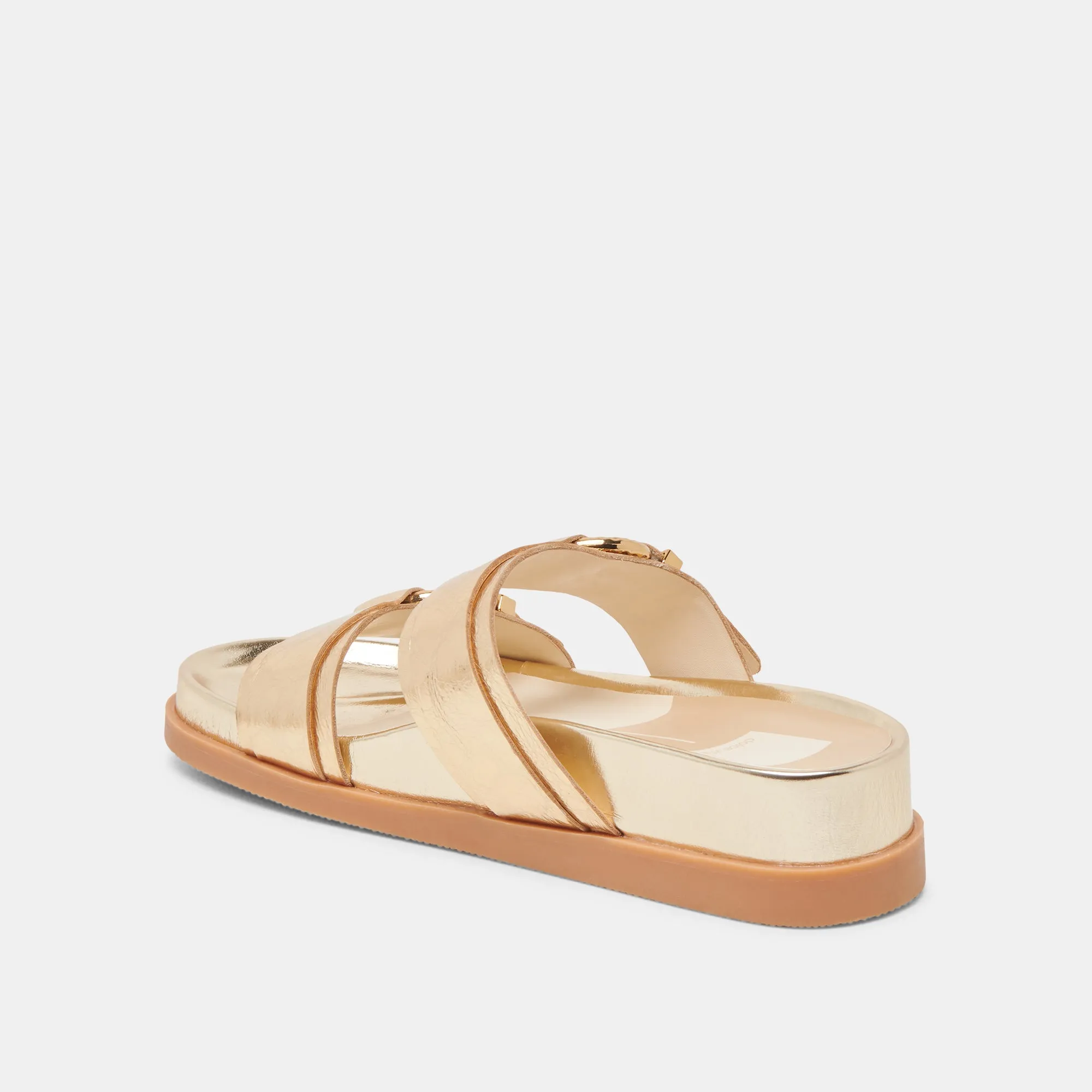 SANDALES SOYA EN CUIR VIEILLI DORÉ