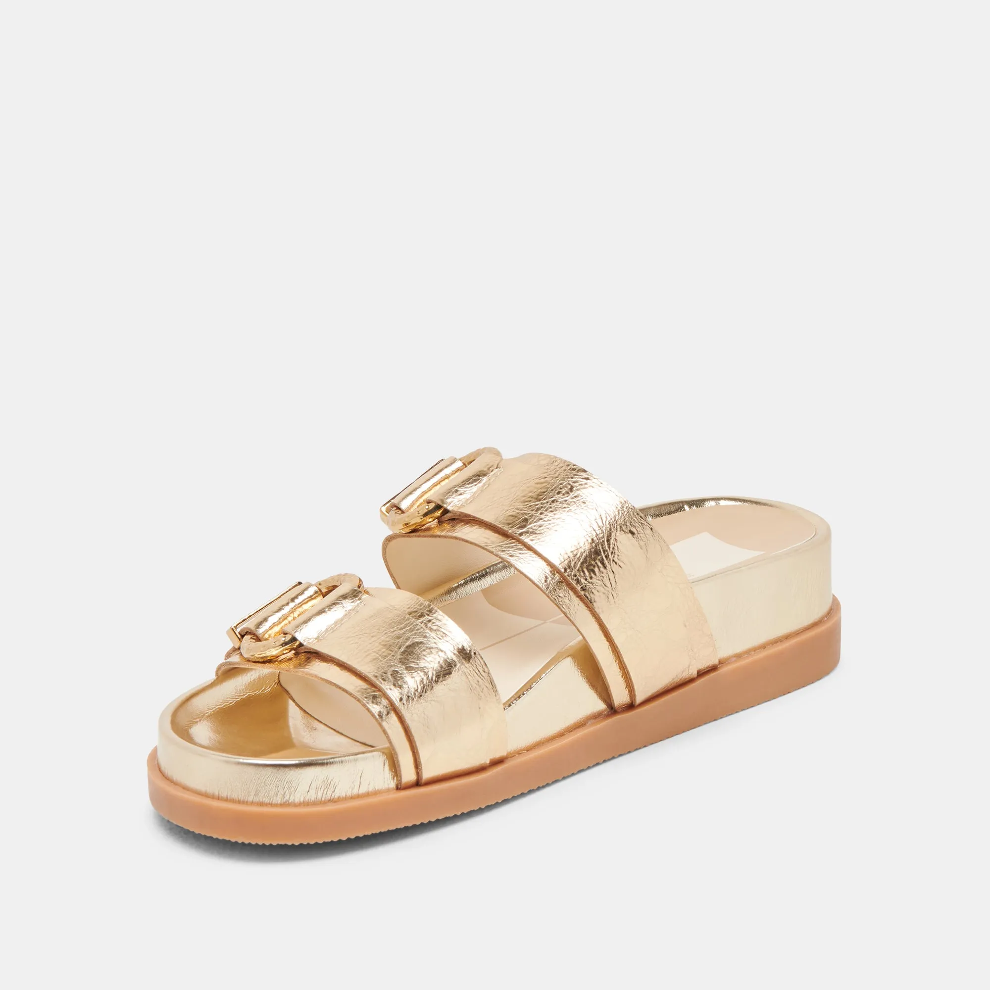 SANDALES SOYA EN CUIR VIEILLI DORÉ