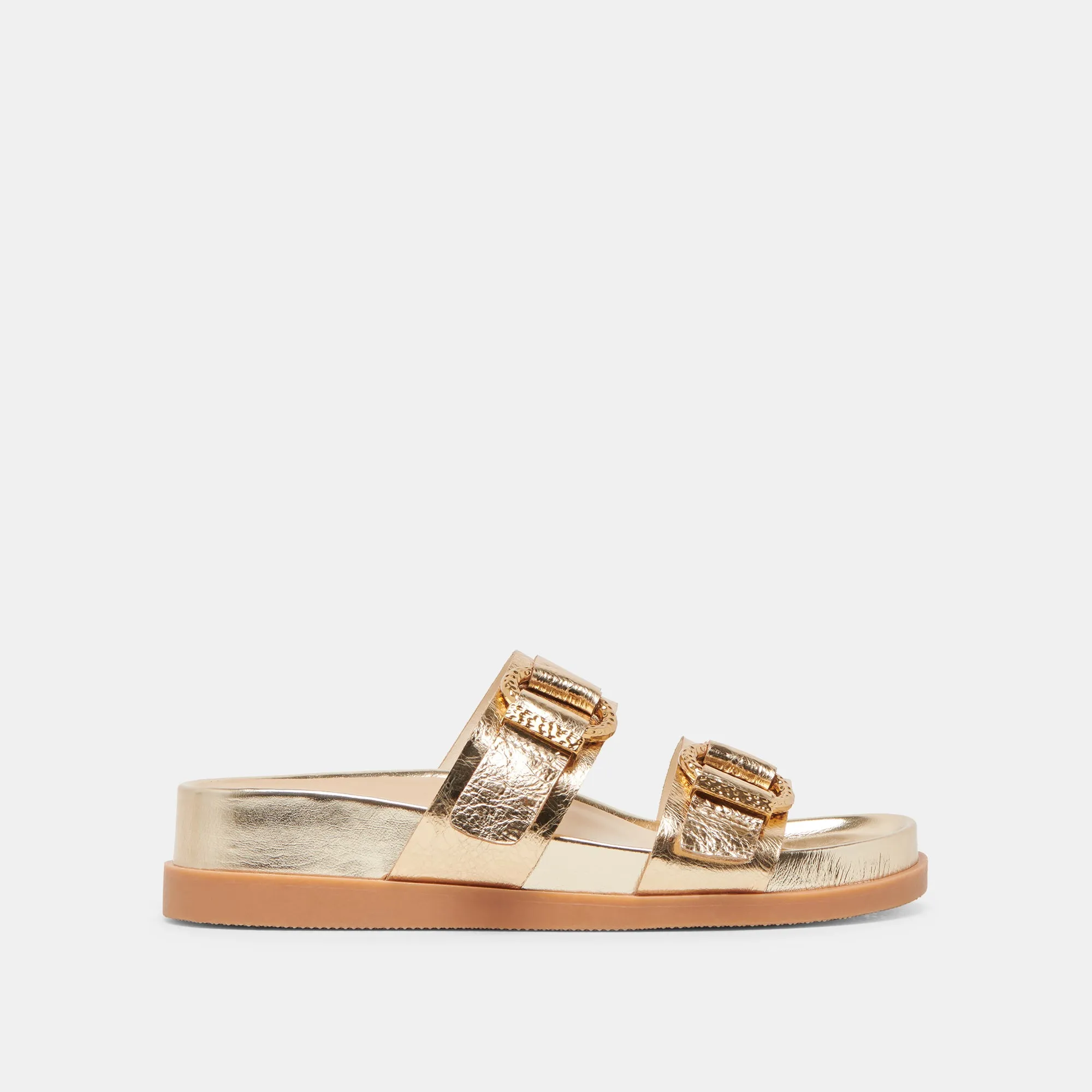 SANDALES SOYA EN CUIR VIEILLI DORÉ