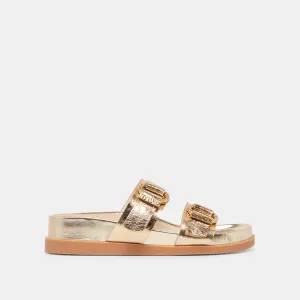 SANDALES SOYA EN CUIR VIEILLI DORÉ