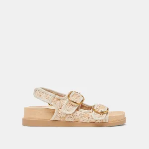 SANDALES STARLA CRÈME FLORAL RAFFIA