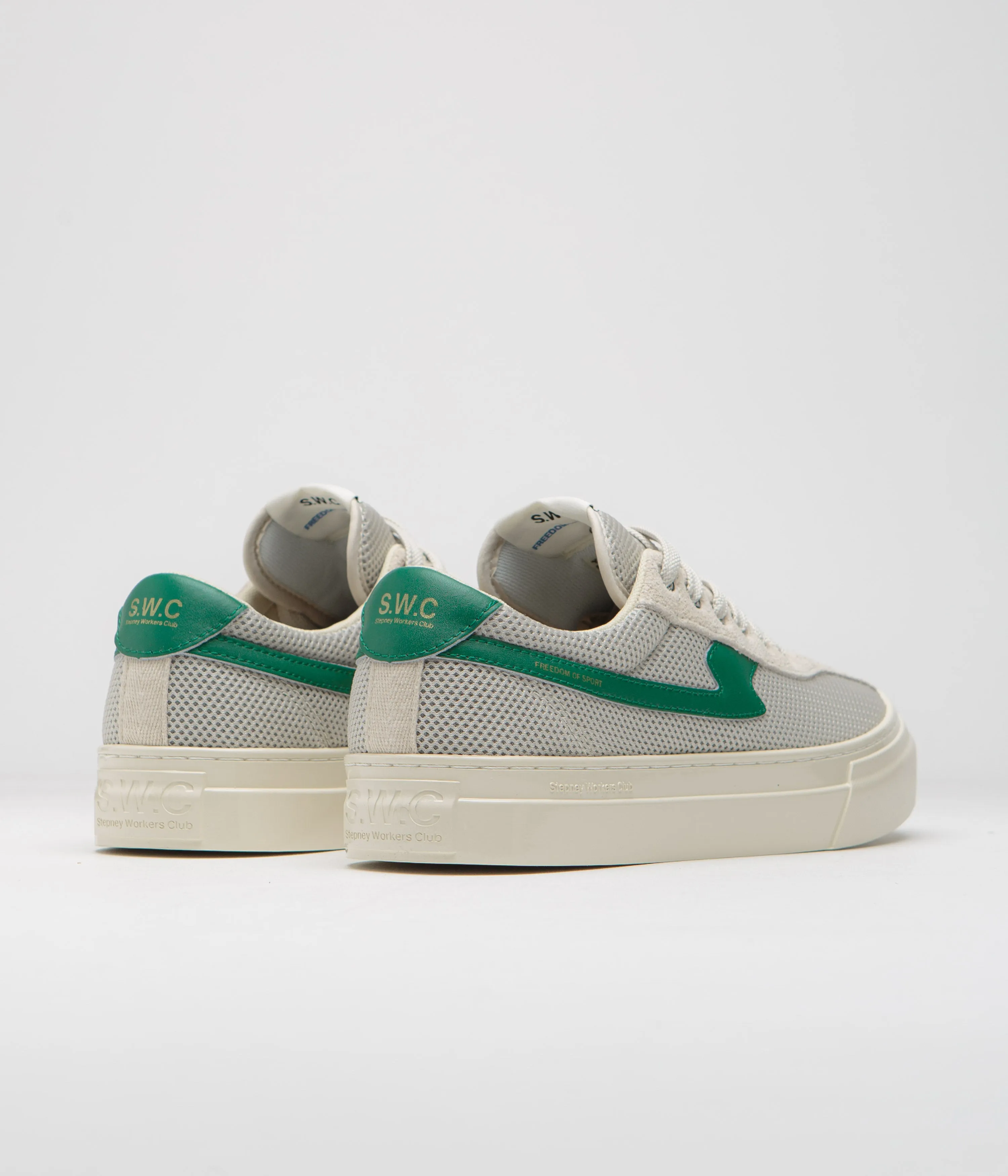Stepney Workers Club Chaussures de Tennis en Maille Dellow S-Strike Cup - Écru / Vert Stepney Workers Club