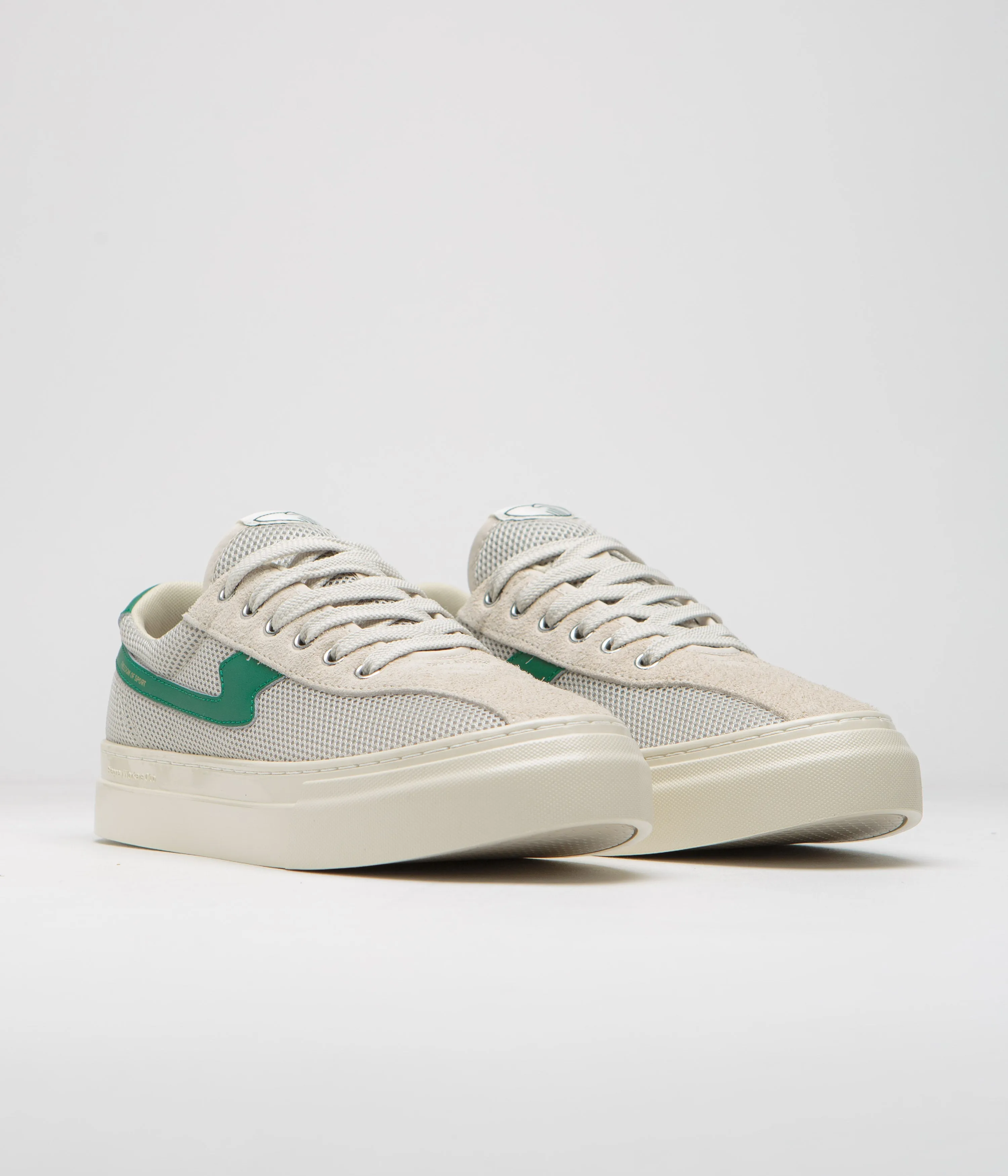 Stepney Workers Club Chaussures de Tennis en Maille Dellow S-Strike Cup - Écru / Vert Stepney Workers Club