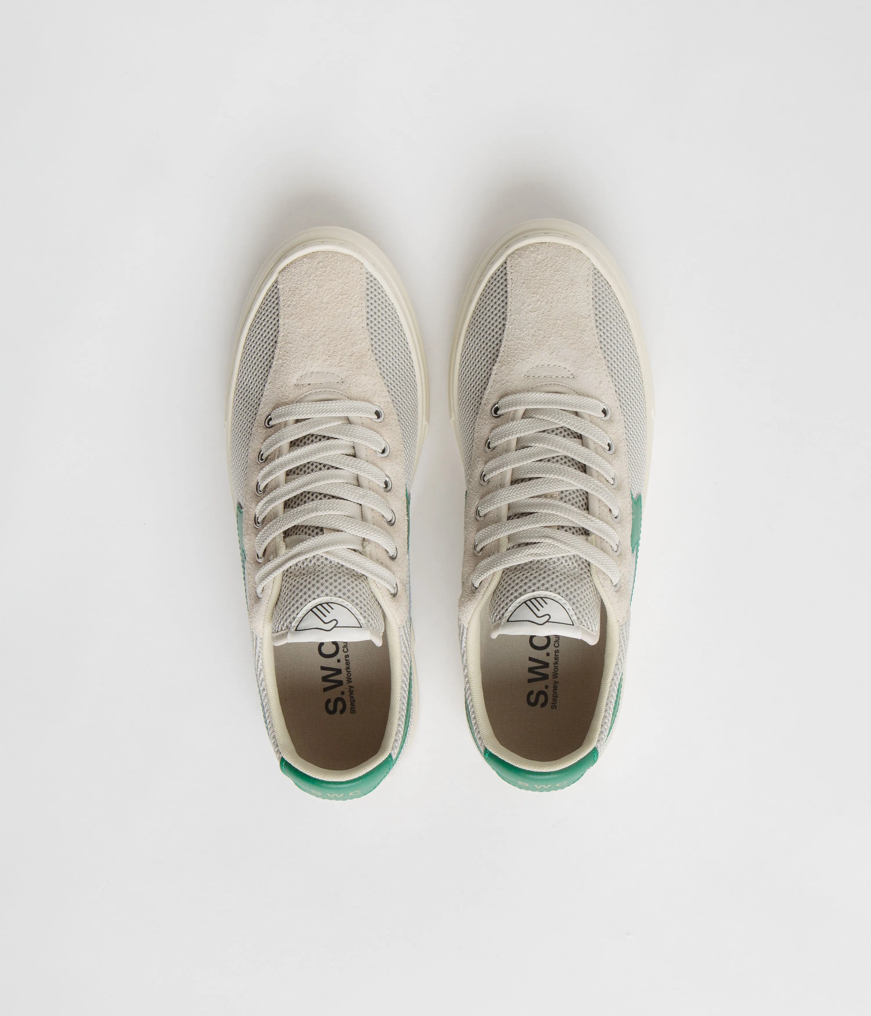 Stepney Workers Club Chaussures de Tennis en Maille Dellow S-Strike Cup - Écru / Vert Stepney Workers Club