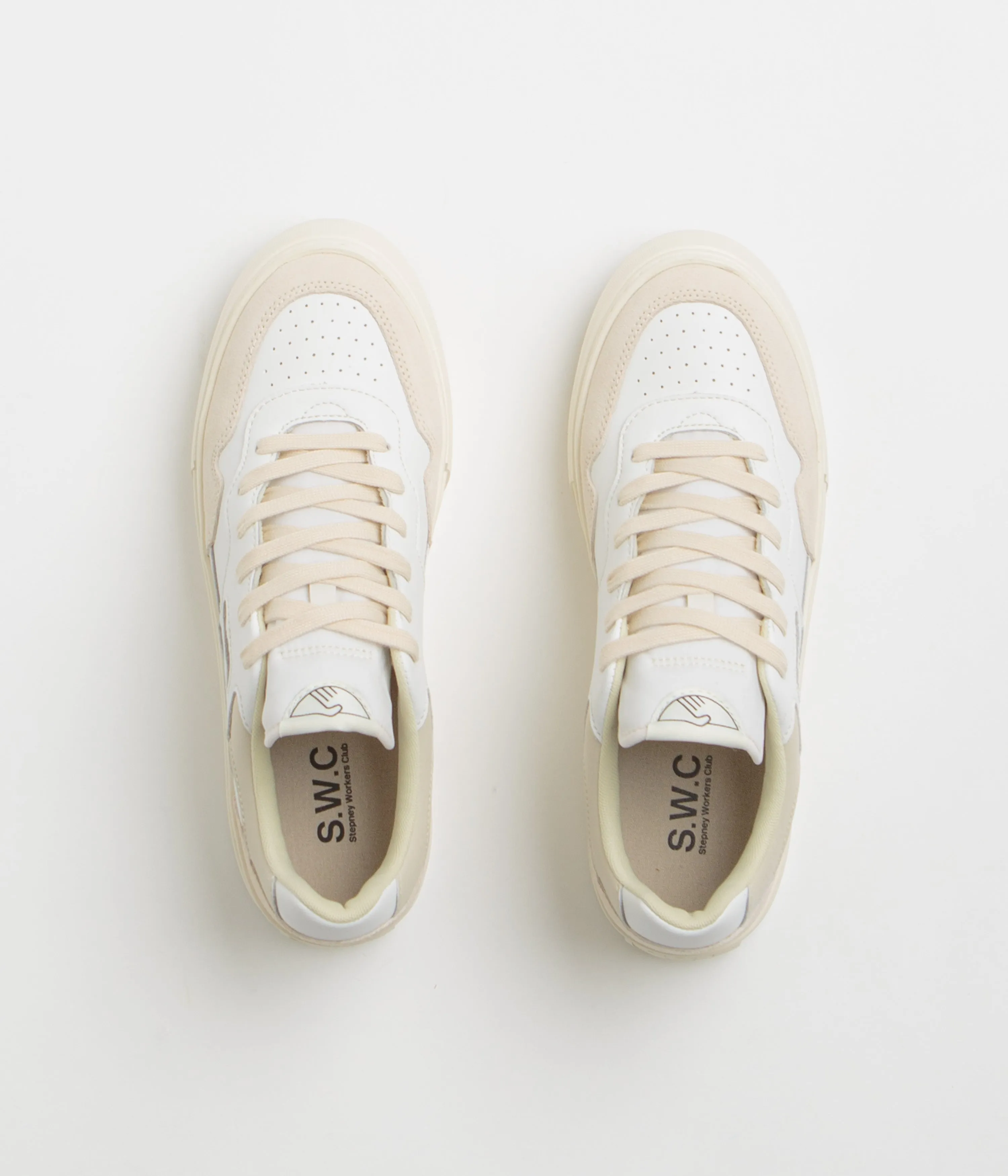Stepney Workers Club Chaussures en Cuir Perlé - Blanc Printemps Stepney Workers Club Chaussures