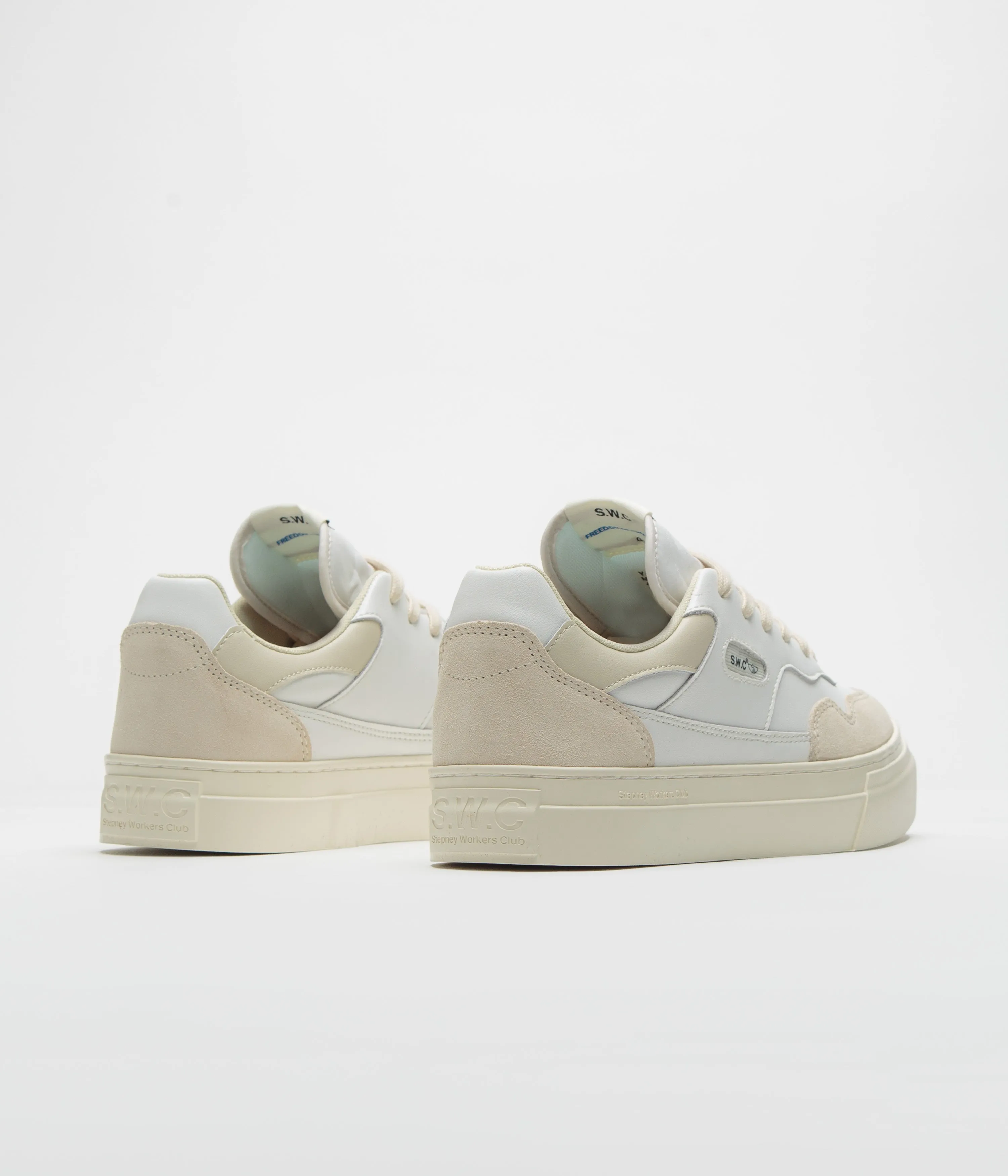 Stepney Workers Club Chaussures en Cuir Perlé - Blanc Printemps Stepney Workers Club Chaussures