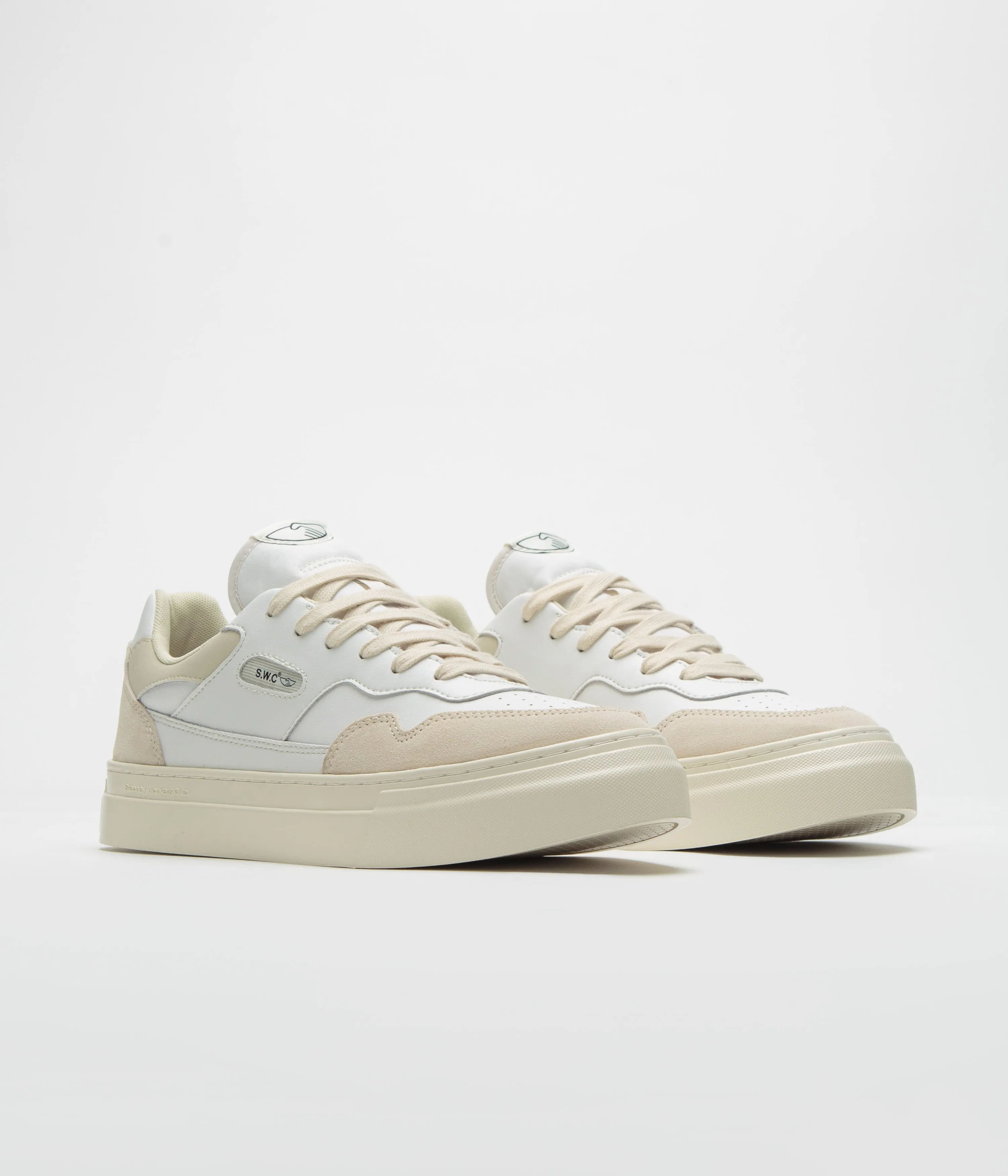 Stepney Workers Club Chaussures en Cuir Perlé - Blanc Printemps Stepney Workers Club Chaussures