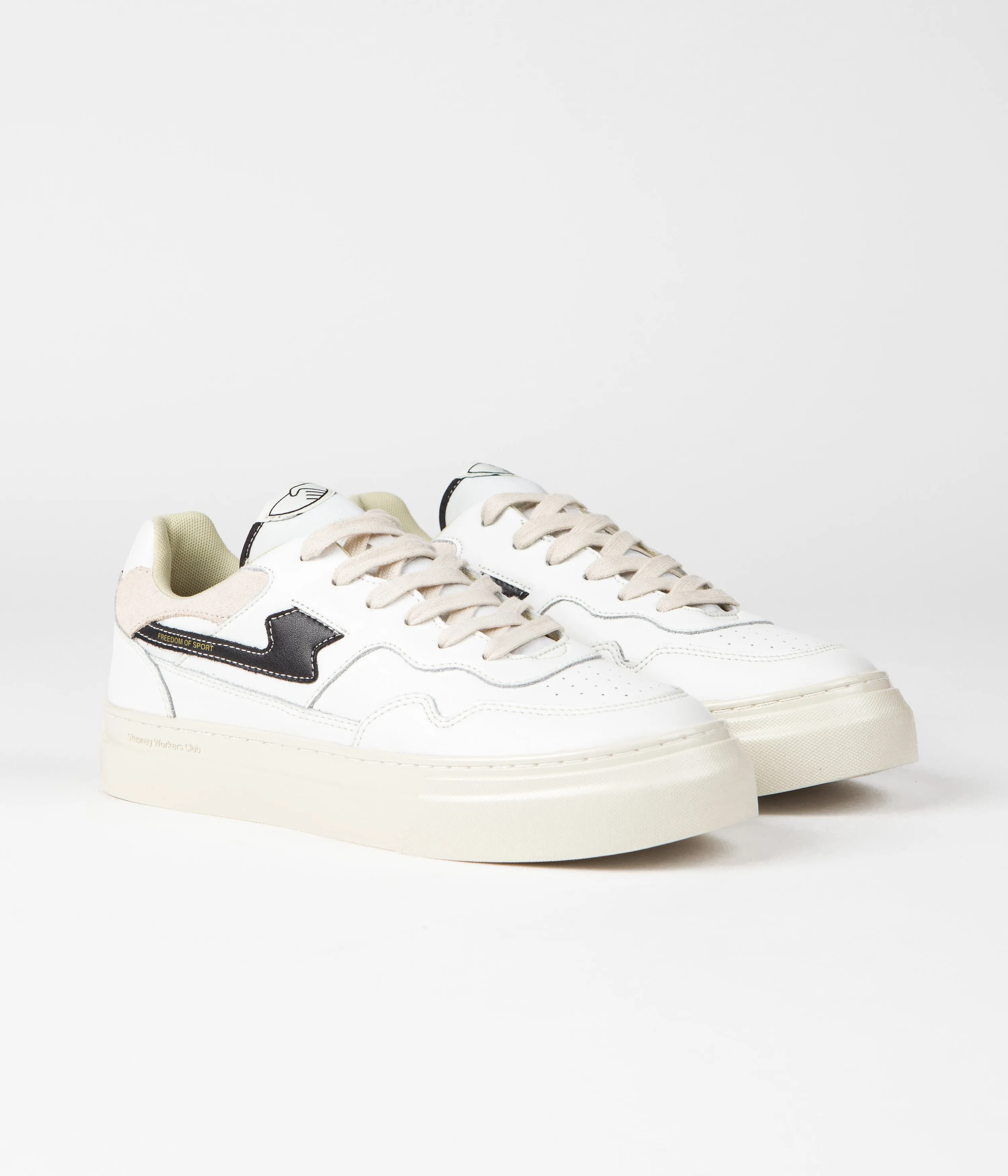 Stepney Workers Club Chaussures en cuir Pearl S-Strike - Blanc / Noir Chaussures Stepney Workers Club