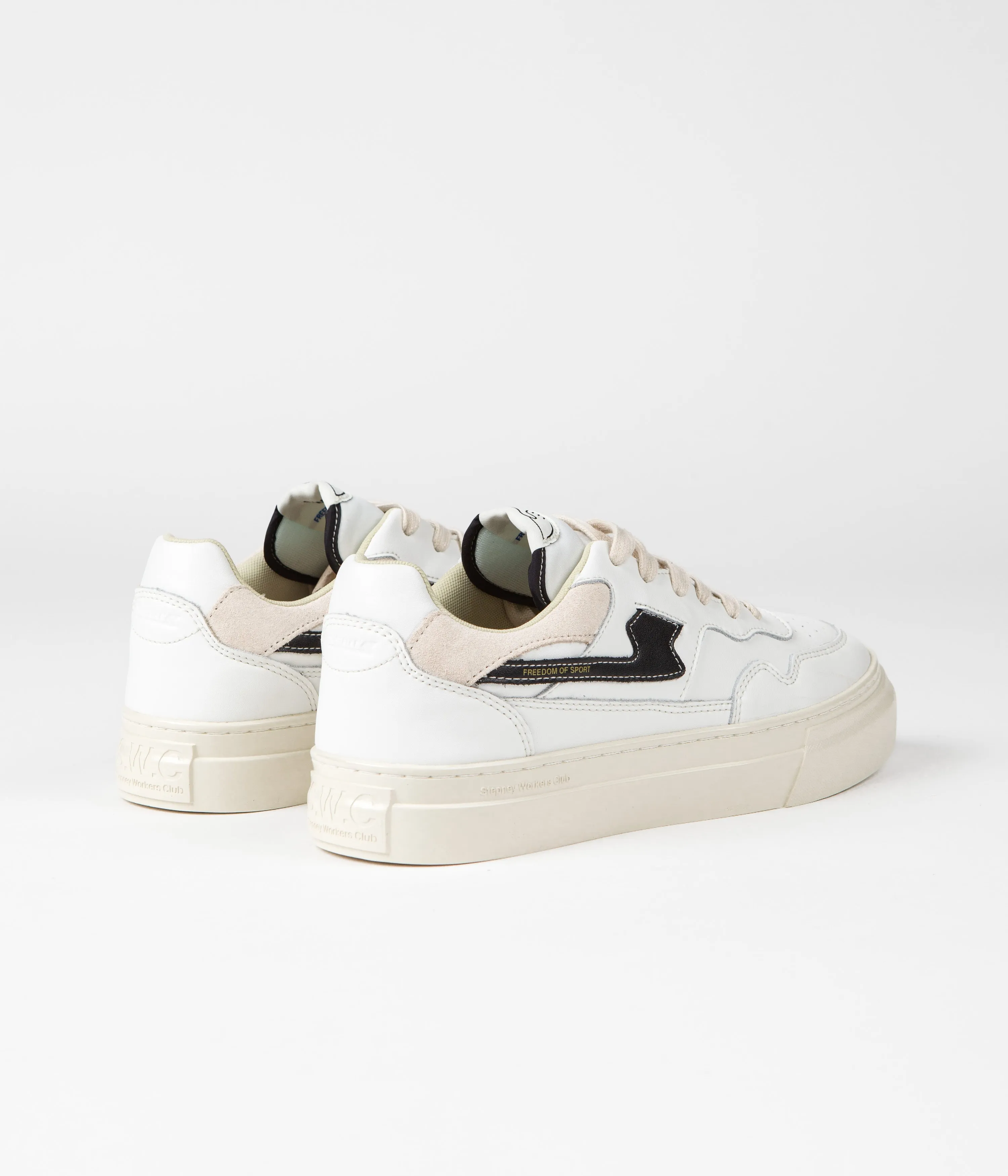 Stepney Workers Club Chaussures en cuir Pearl S-Strike - Blanc / Noir Chaussures Stepney Workers Club
