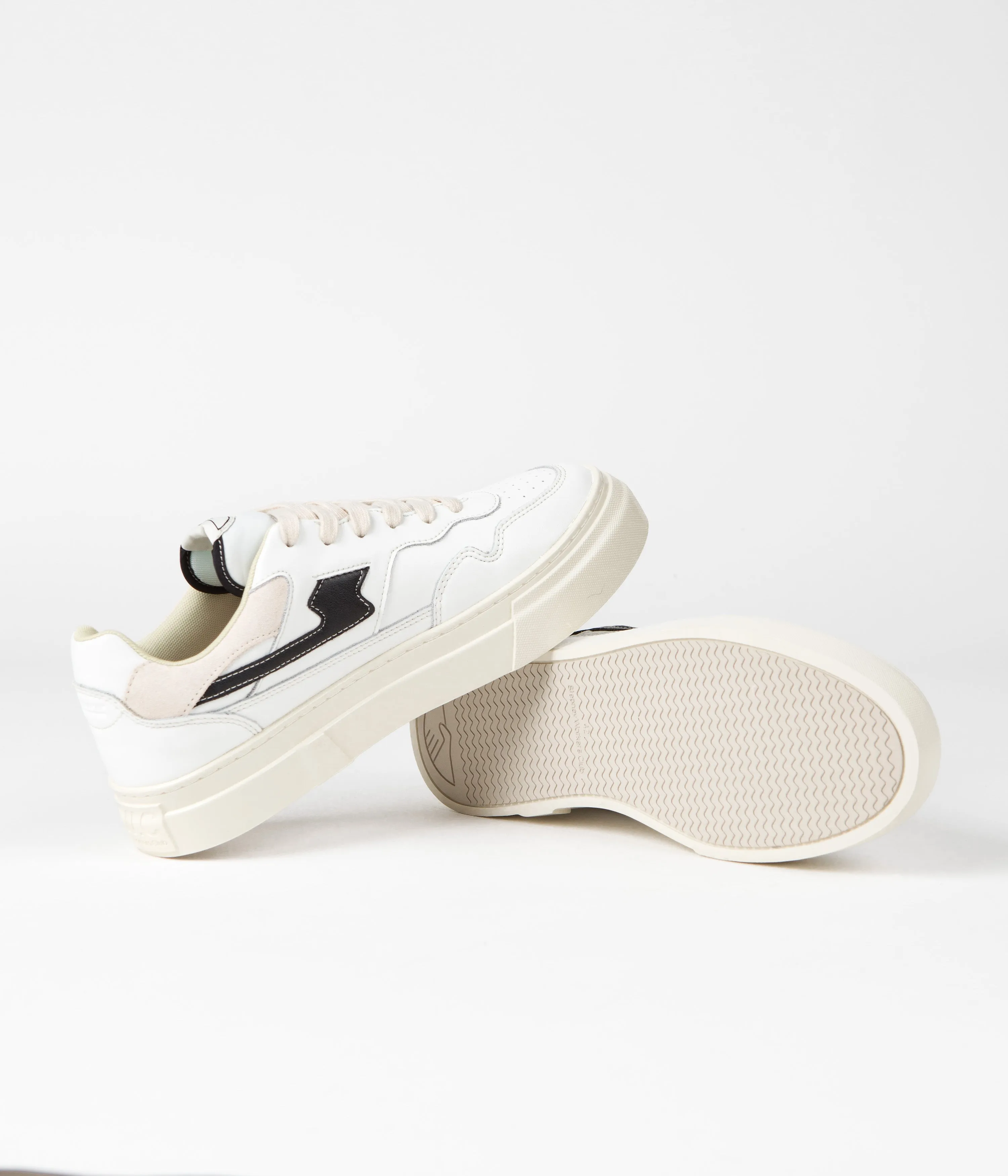 Stepney Workers Club Chaussures en cuir Pearl S-Strike - Blanc / Noir Chaussures Stepney Workers Club