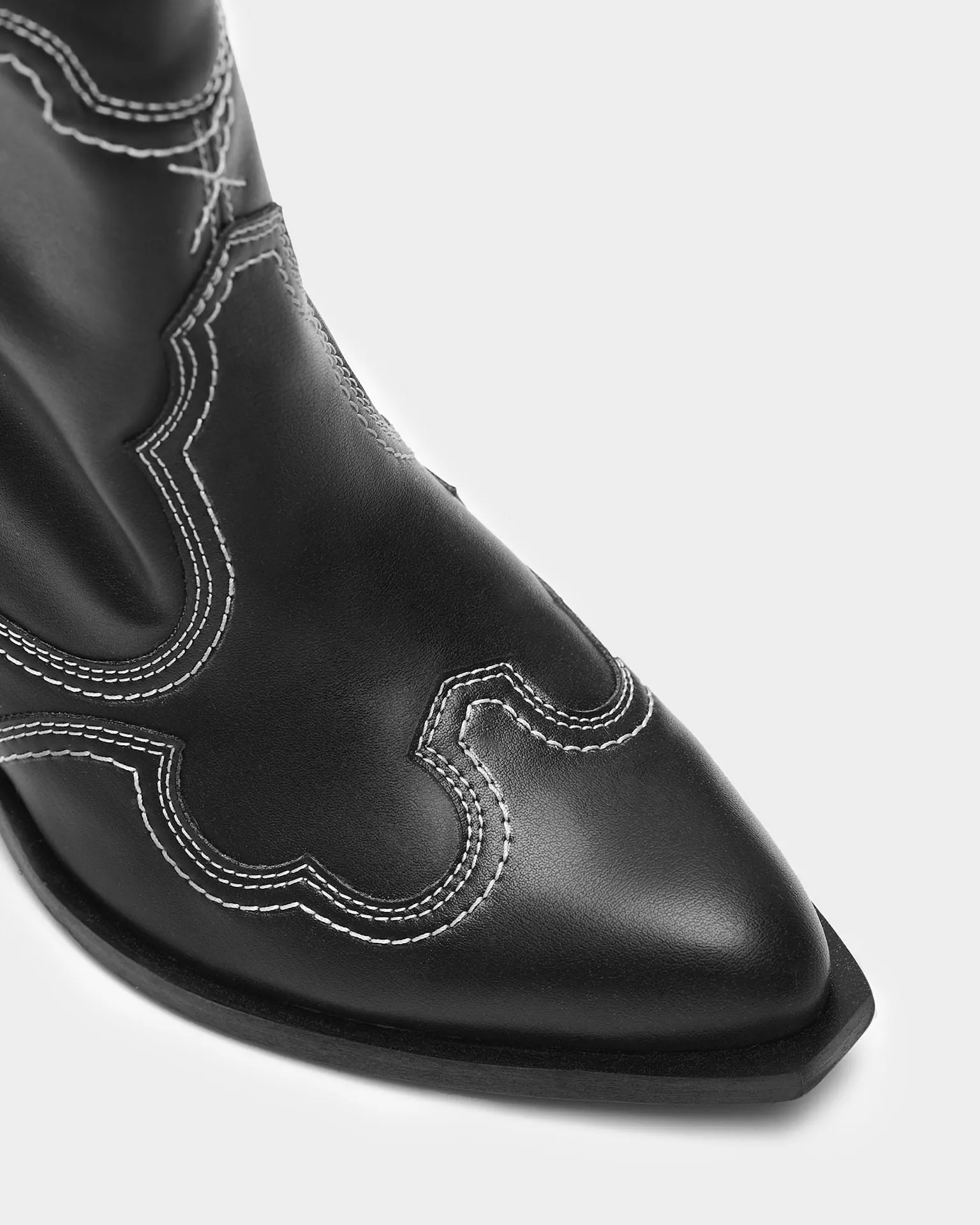 Bottes cowboy véganes en simili cuir grainé pour femmes Stitchy | Noir