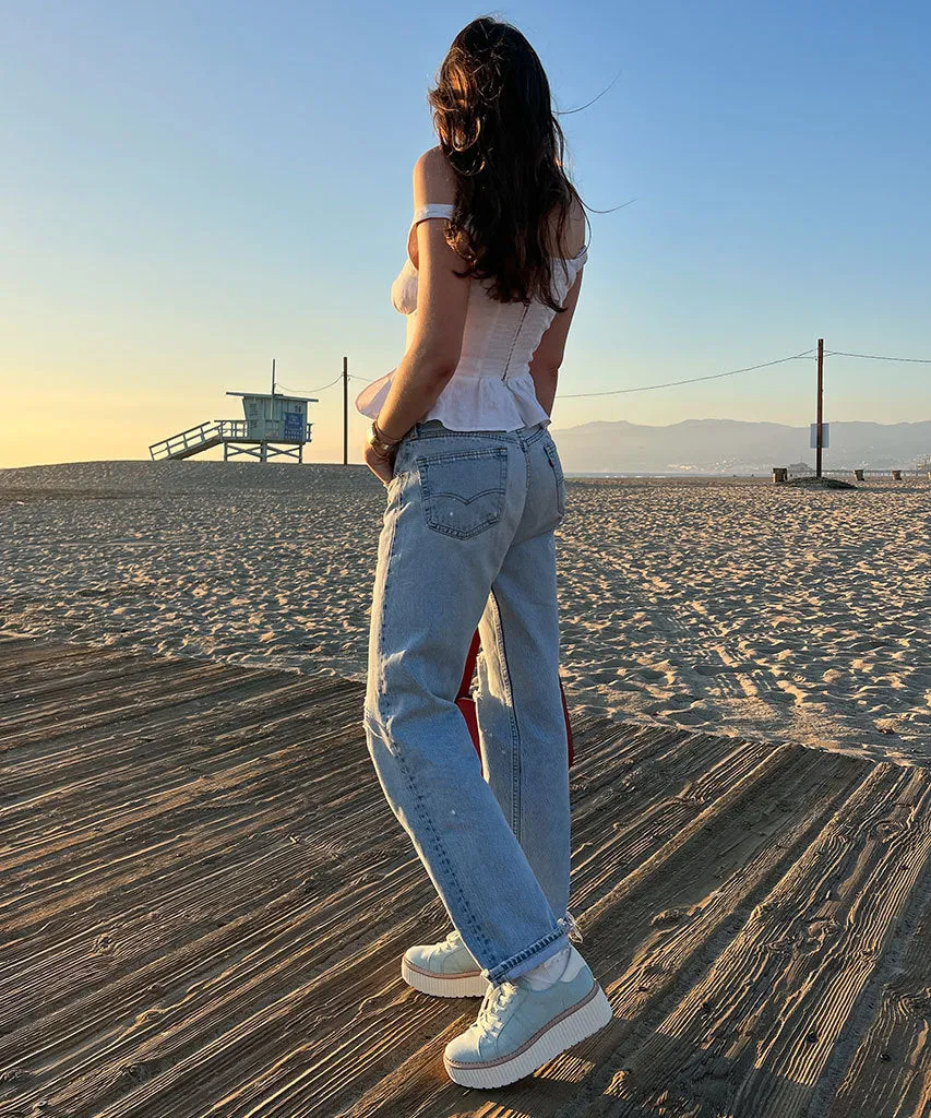 BASKETS TIGER JEAN BLEU CLAIR