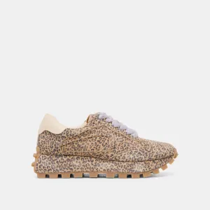 TRICIA SNEAKERS TAN IMPRIMÉ LÉOPARD EN DAIM