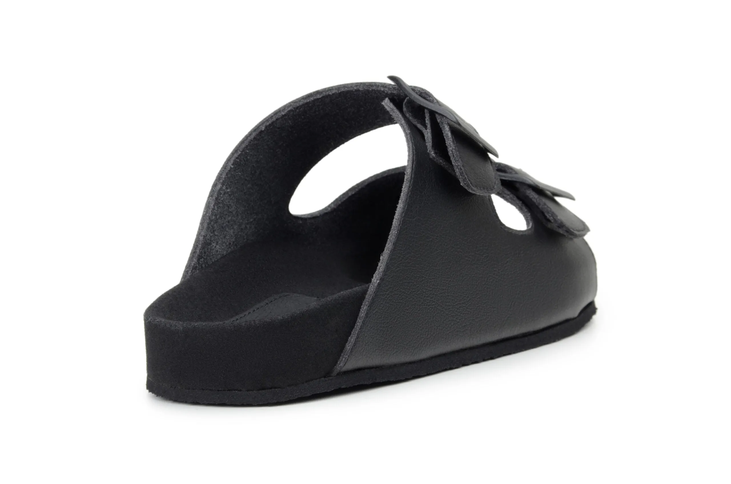 Sandales unisexes Truda à deux brides en simili cuir vegan | Noir