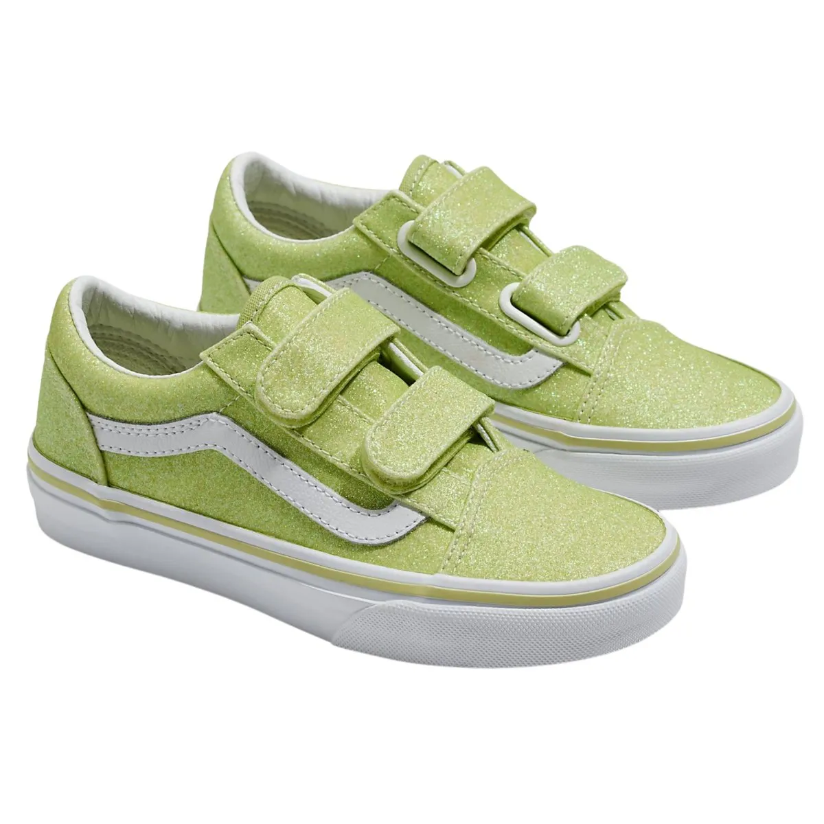 Vans Girl's (Préscolaire) Old Skool V Pailleté Vert Lime Sorbet