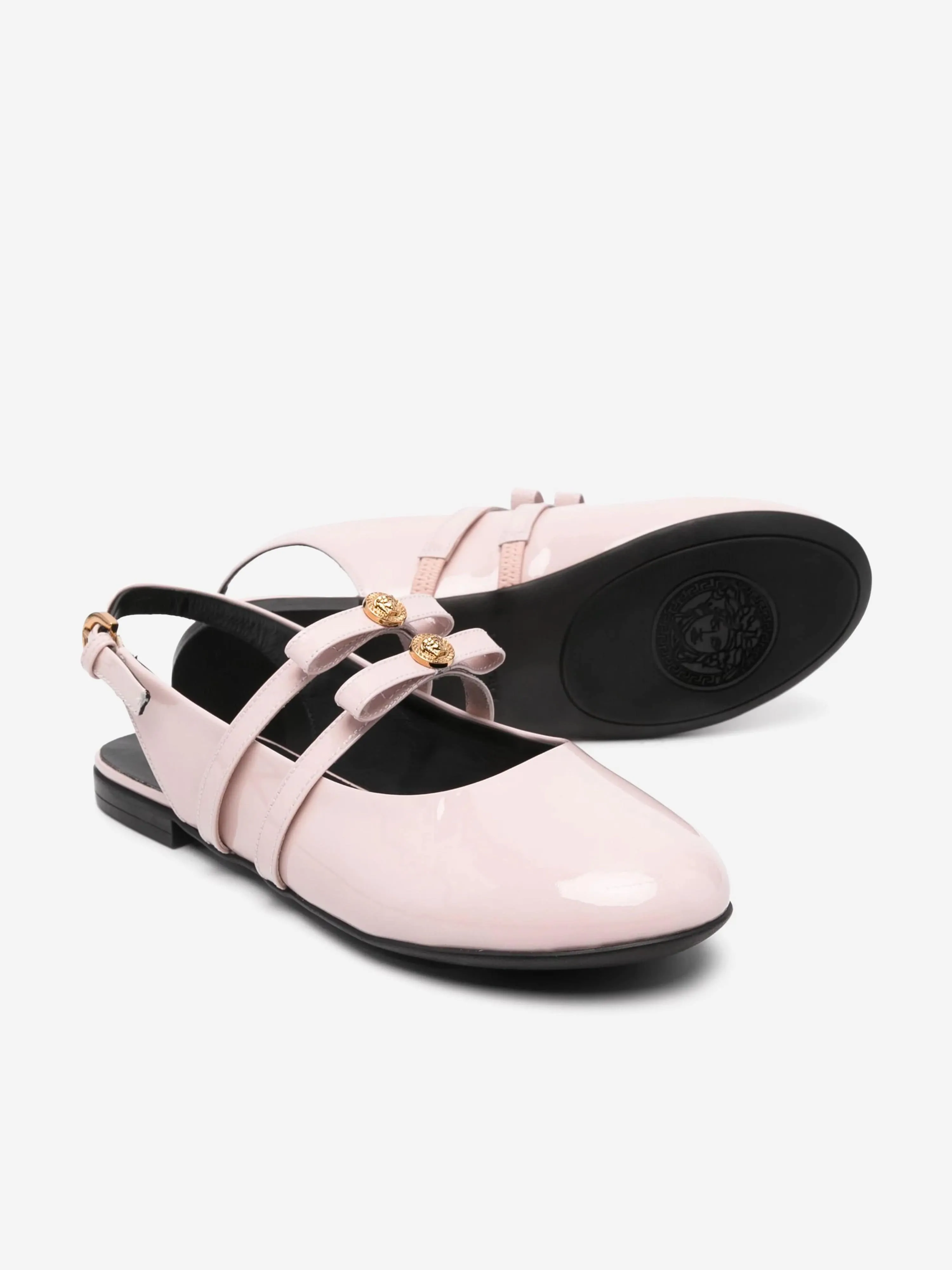 Sandales plates en cuir rose Versace pour filles