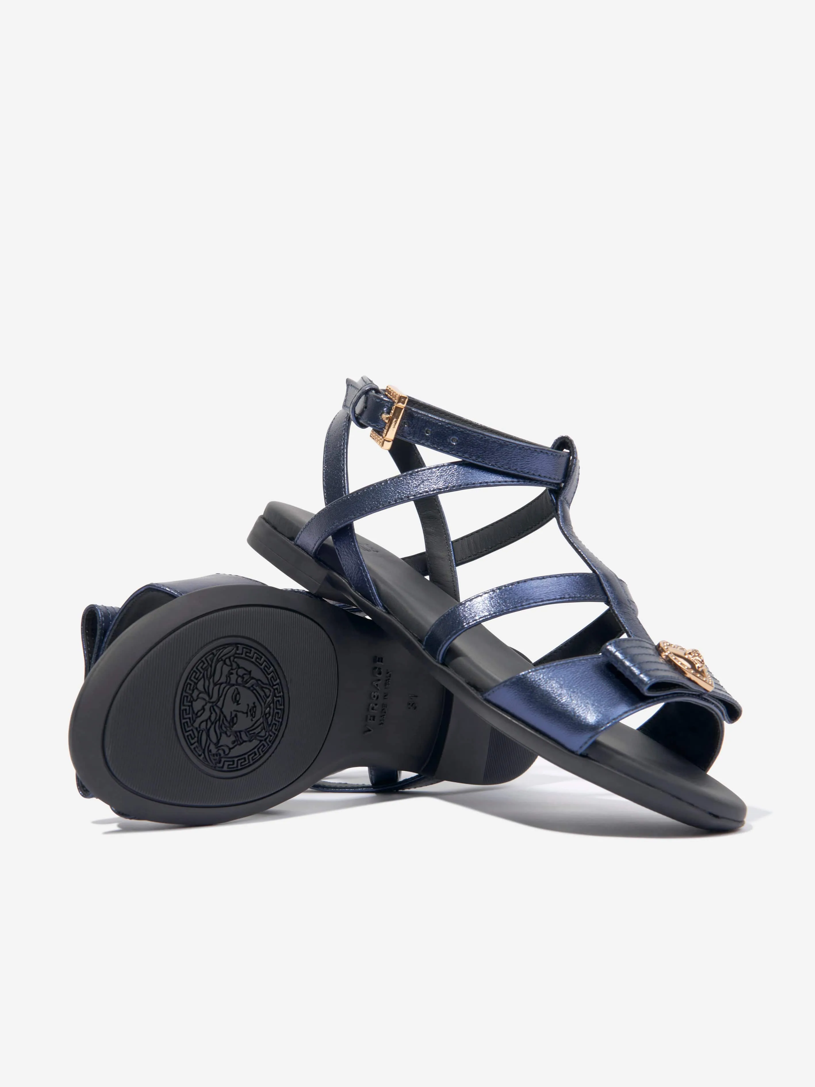 Sandales Versace Girls Medusa Heart en bleu marine