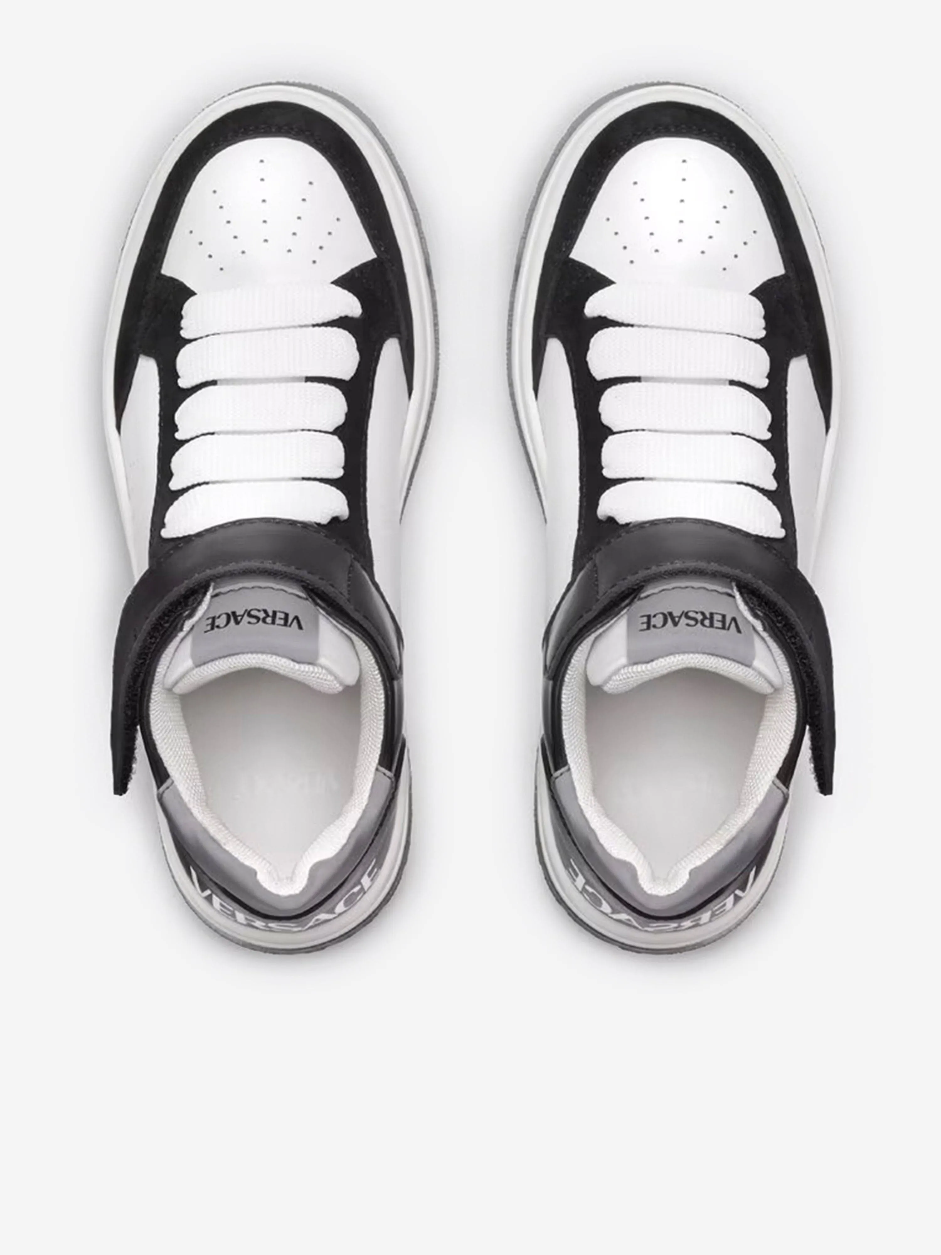 Baskets basses en cuir Versace Kids en blanc