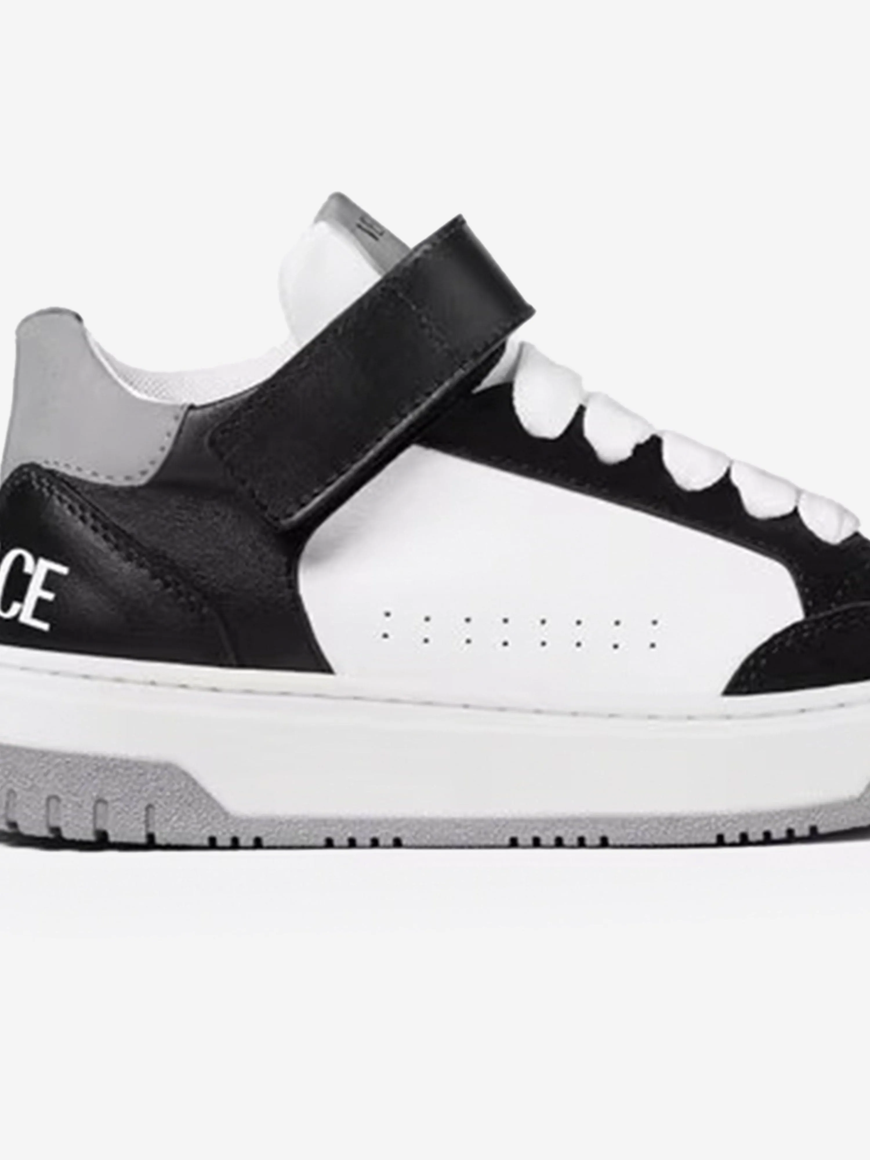 Baskets basses en cuir Versace Kids en blanc