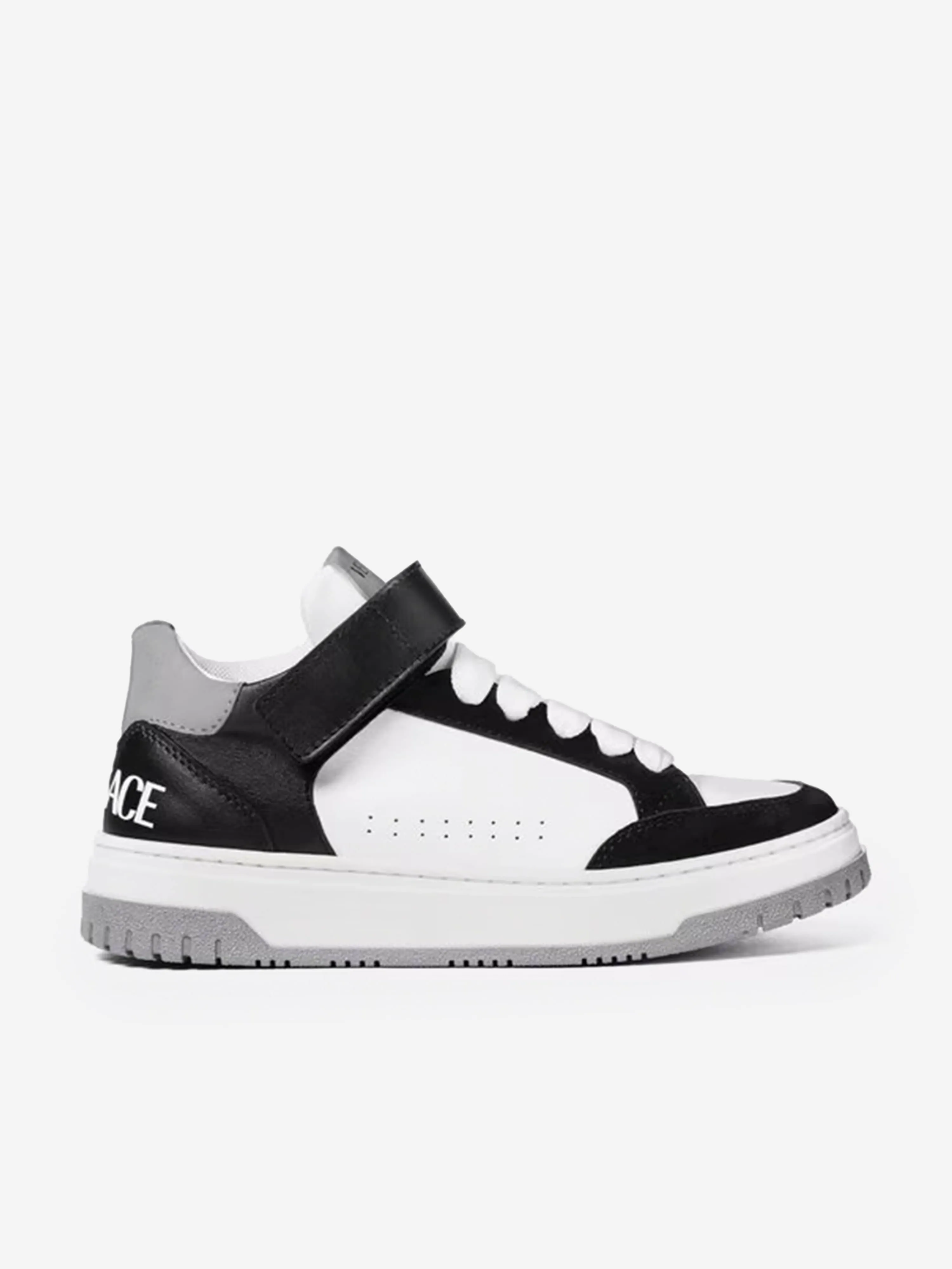 Baskets basses en cuir Versace Kids en blanc