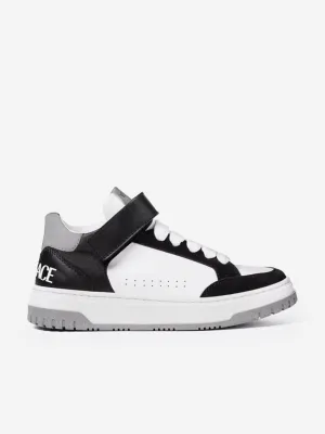 Baskets basses en cuir Versace Kids en blanc