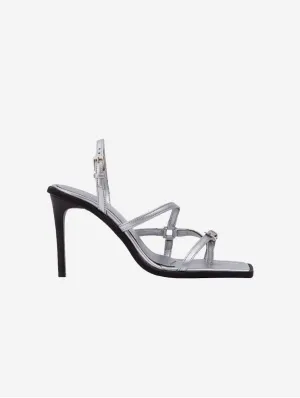 Sandales à talons en similicuir de pomme Vicki Vegan | Argenté