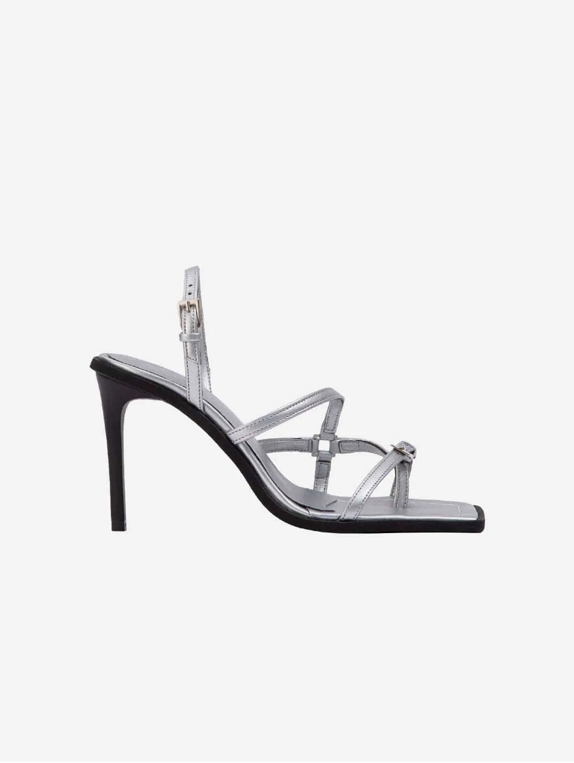 Sandales à talons en similicuir de pomme Vicki Vegan | Argenté