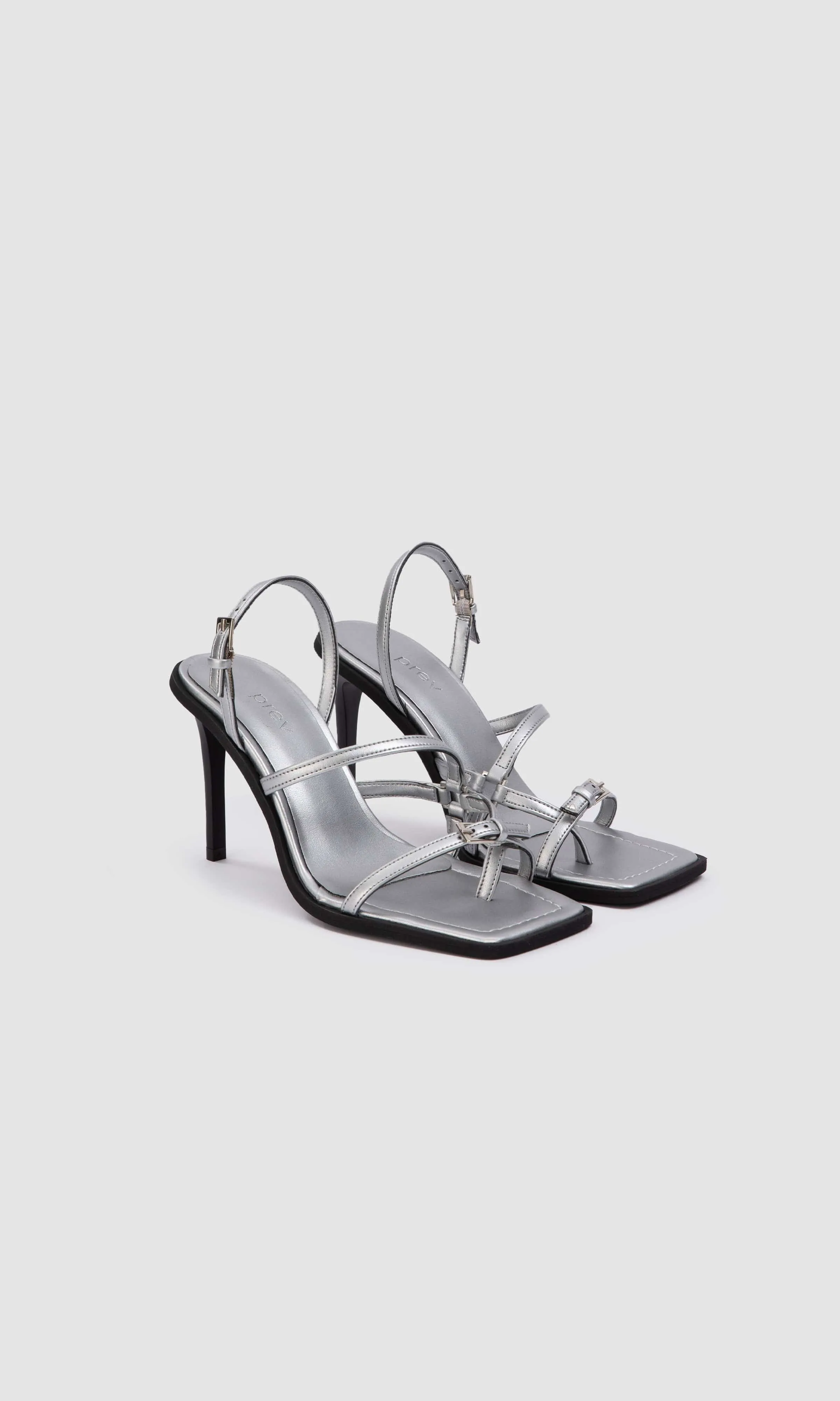 Sandales à talons en similicuir de pomme Vicki Vegan | Argenté