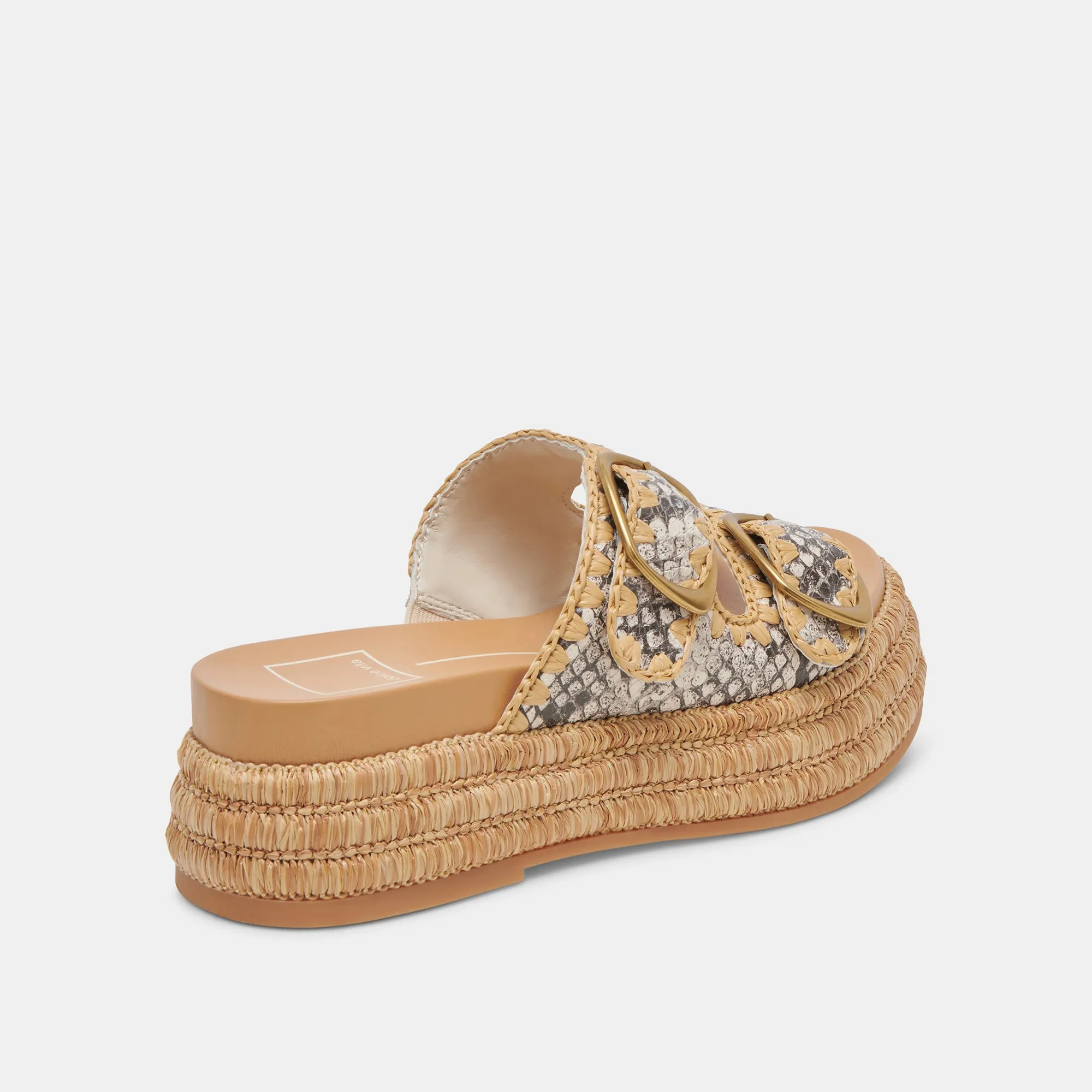 SANDALES WANIKA NOIR BLANC CUIR GAUFRÉ