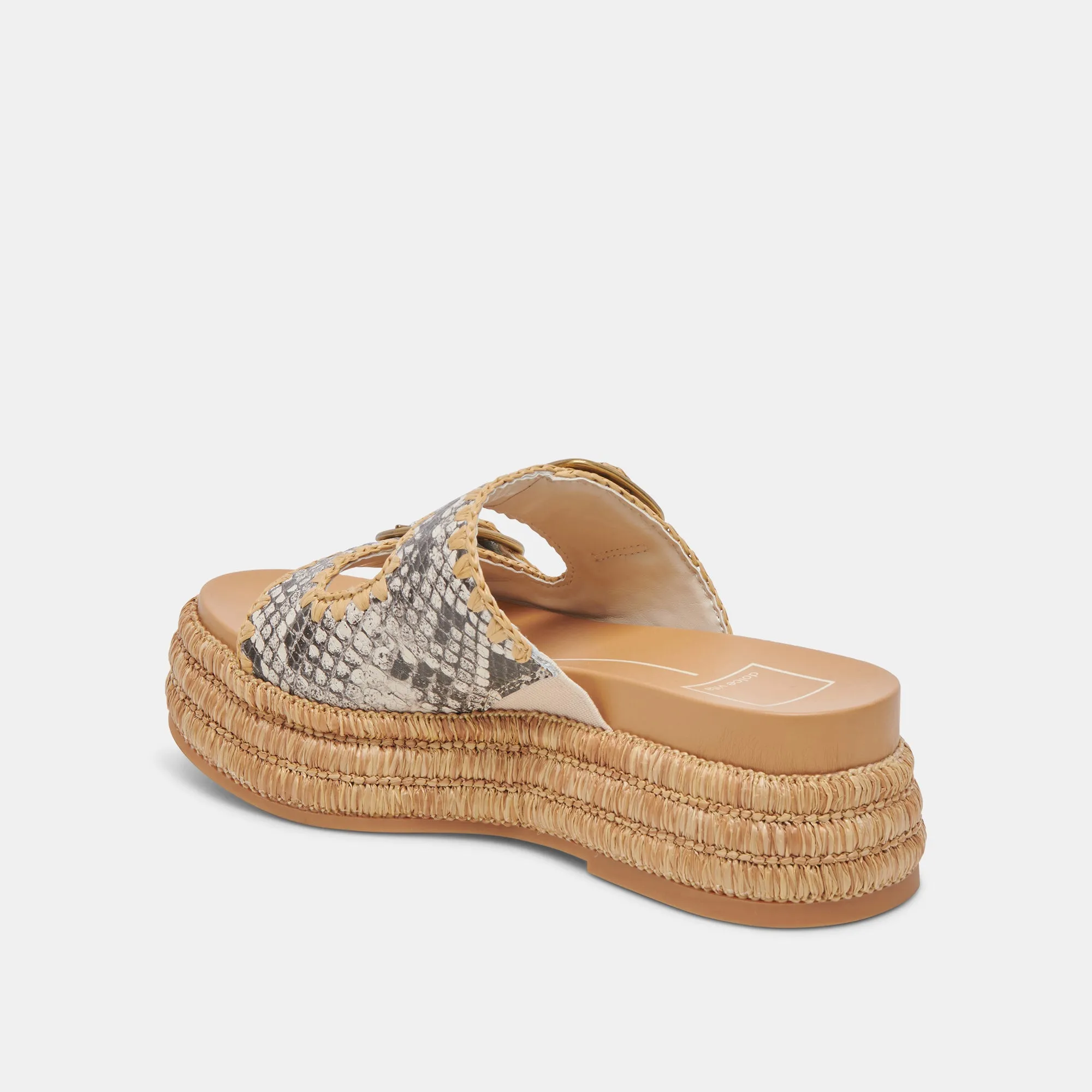 SANDALES WANIKA NOIR BLANC CUIR GAUFRÉ
