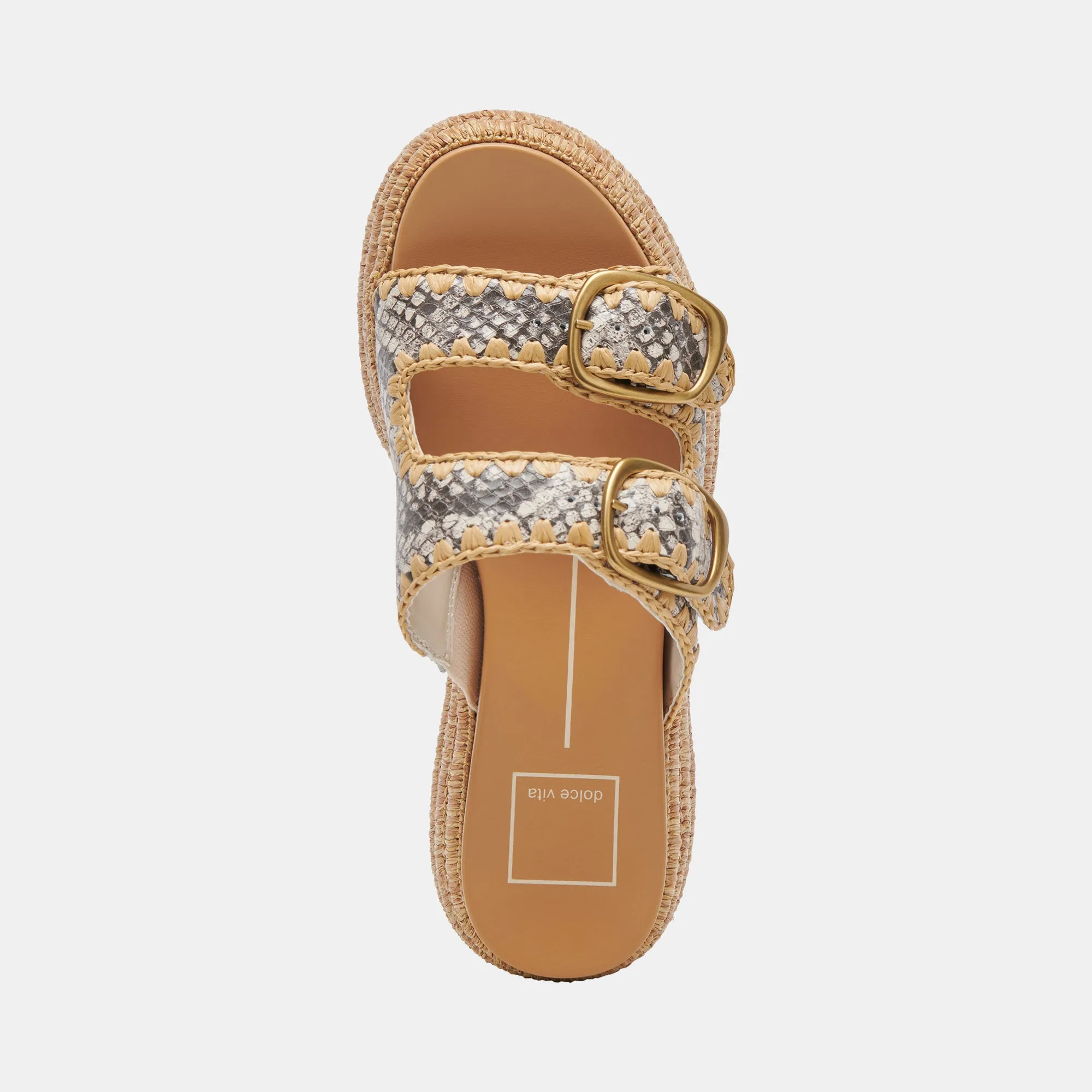 SANDALES WANIKA NOIR BLANC CUIR GAUFRÉ