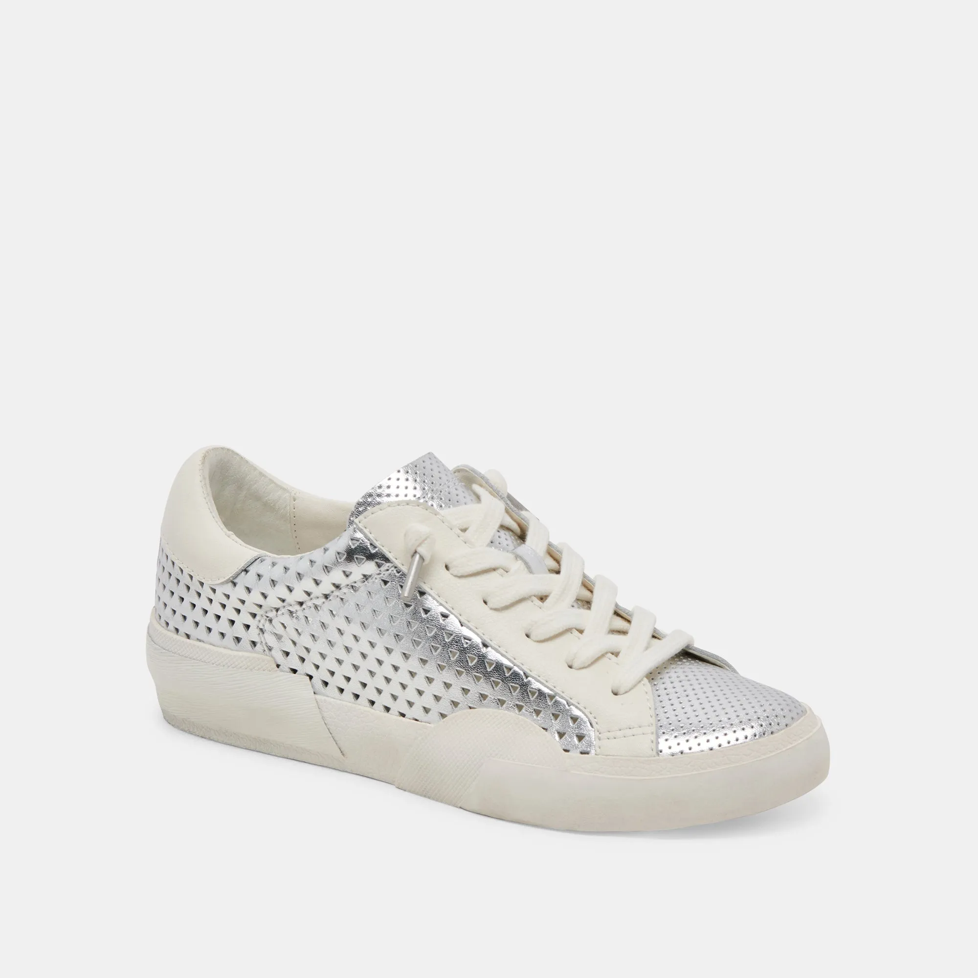 ZINA PERF 360 BASKETS EN CUIR ARGENTÉ