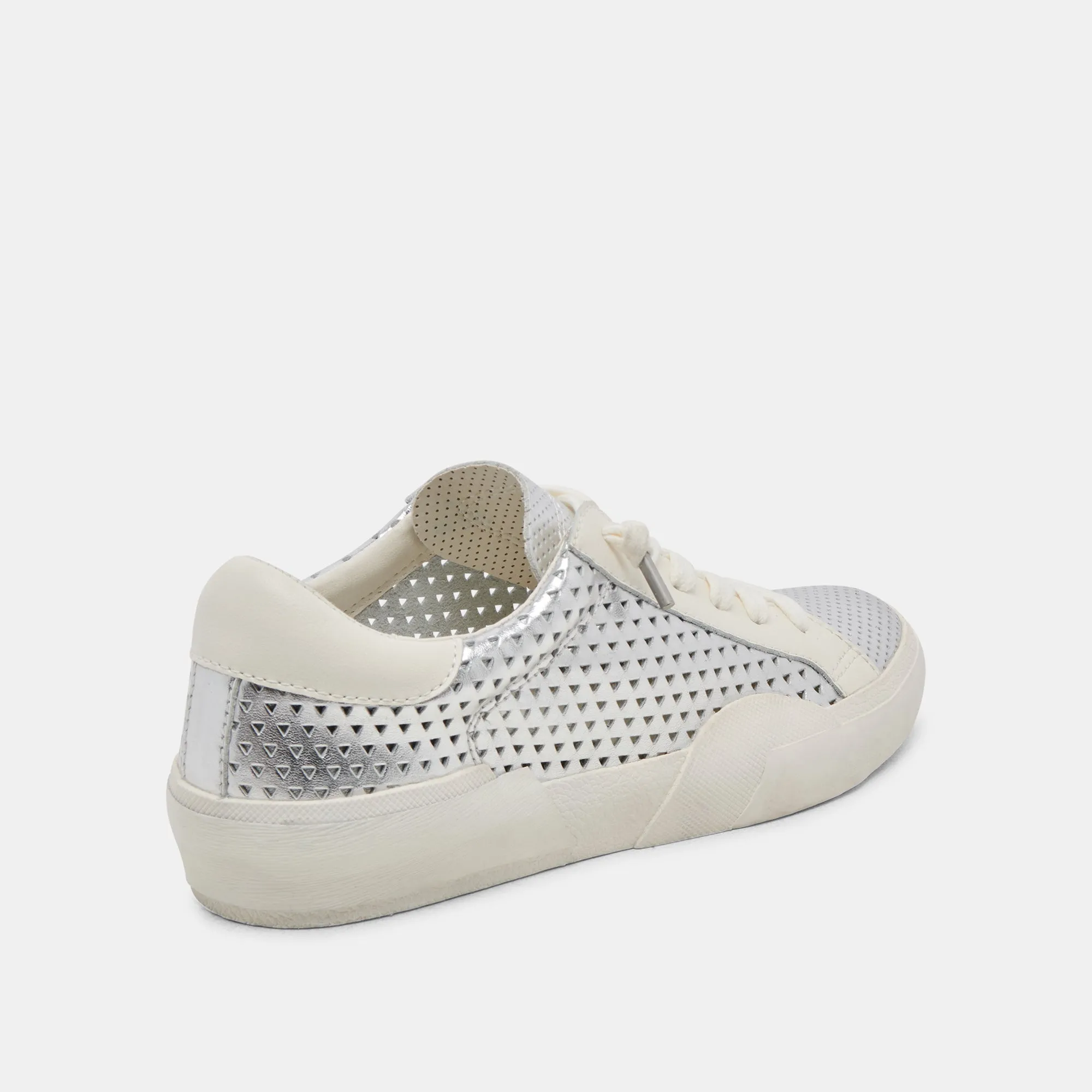 ZINA PERF 360 BASKETS EN CUIR ARGENTÉ